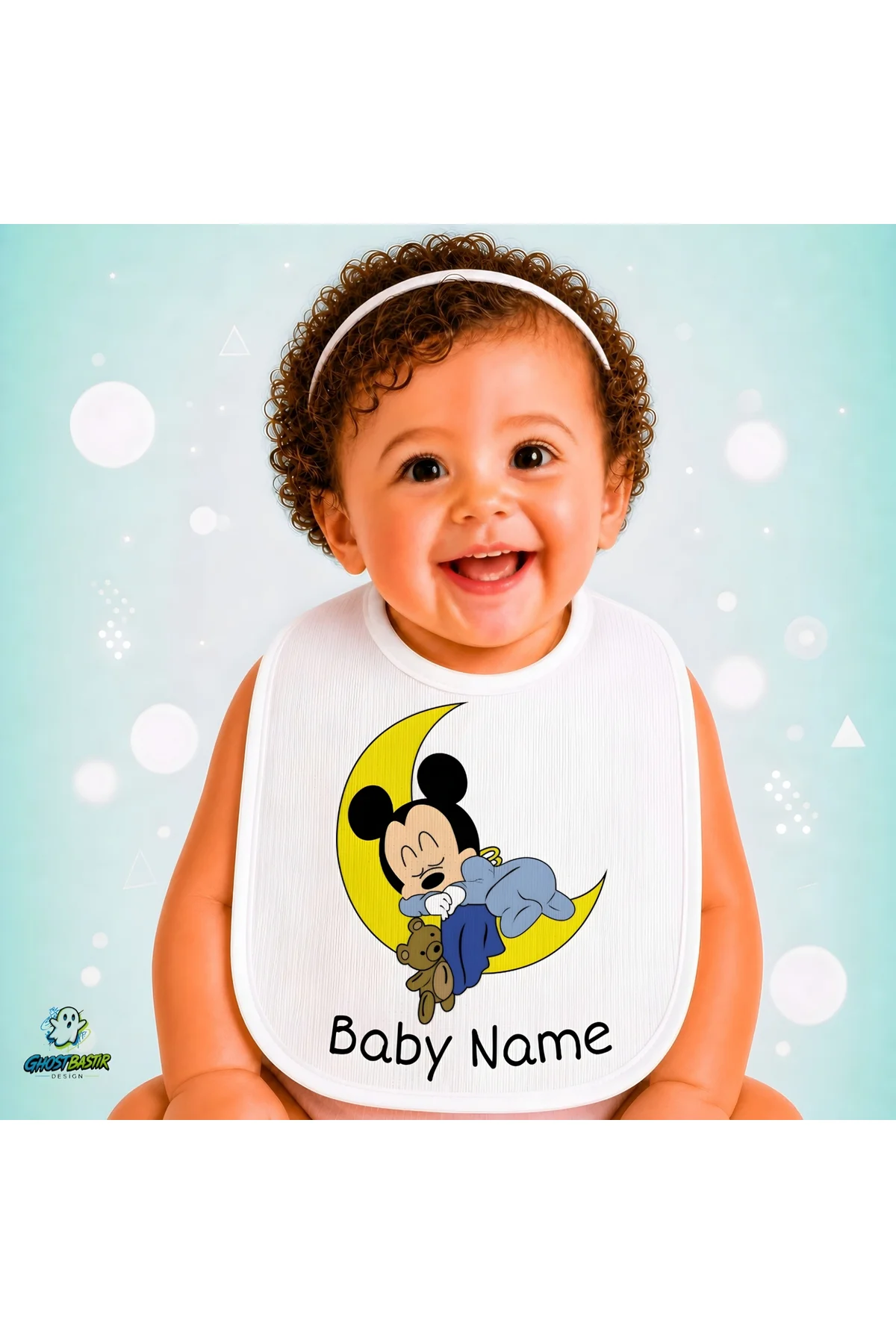 Mickey Mouse Keten Bebek Mama Önlüğü – Yumuşak, Emici, Yıkanabilir, Özel Tasarım P129