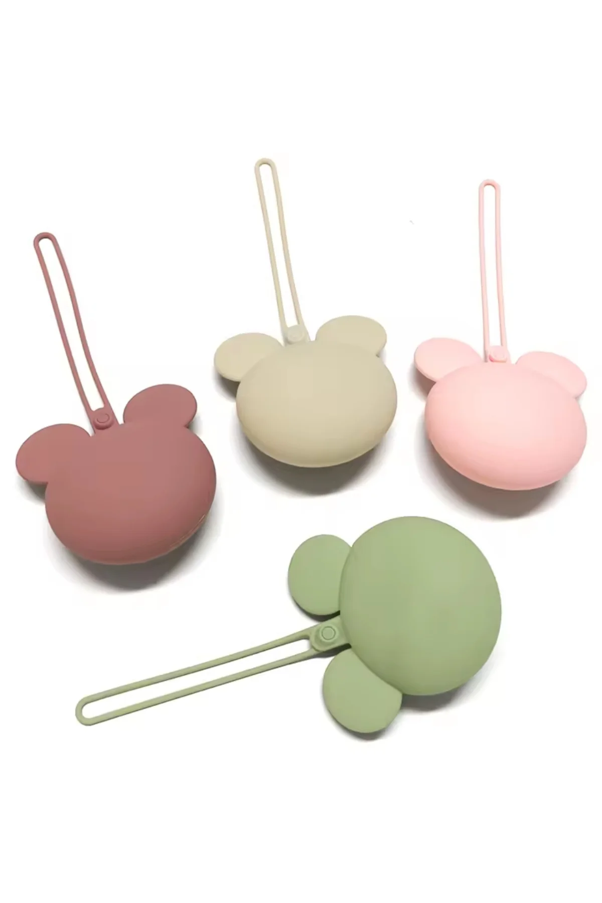Mickey Mouse Silikon Emzik Kutusu - Emzik Saklama Kabı - Hijyenik ve Askılı Tasarım (Yeşil)