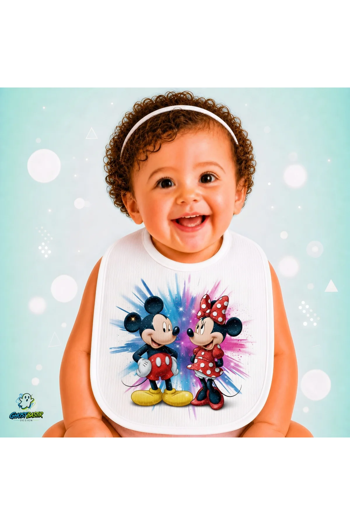 Mickey ve Minnie Keten Bebek Mama Önlüğü – Yumuşak, Emici, Yıkanabilir, Özel Tasarım P131