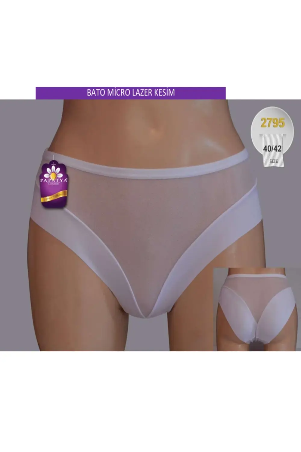 MİCRO LAZER KESİM ÖN ARKA ÜÇGEN TÜL BİKİNİ KÜLOT (6 ADET)