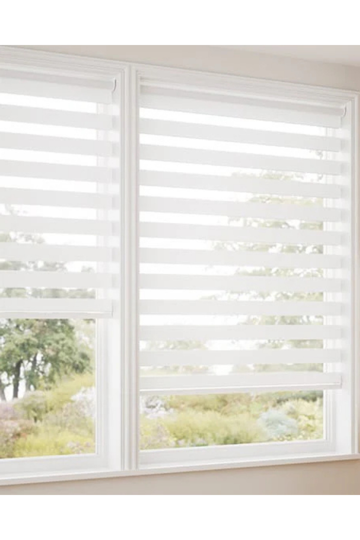 Micro Pliseli Beyaz Zebra Stor Perde Modern Alüminyum Kasalı Yüks