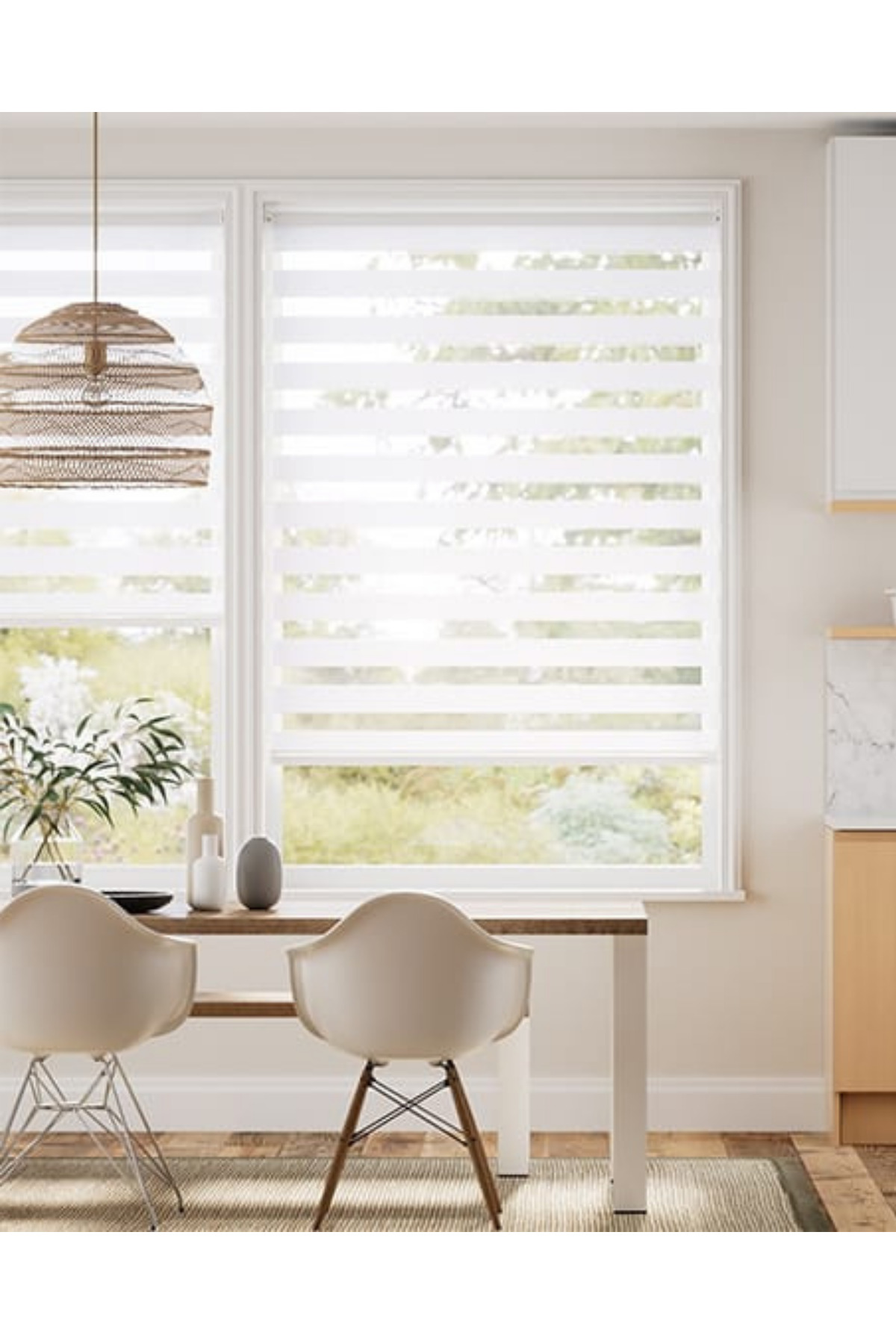 Micro Pliseli Krem Zebra Stor Perde Modern Alüminyum Kasalı Yükse