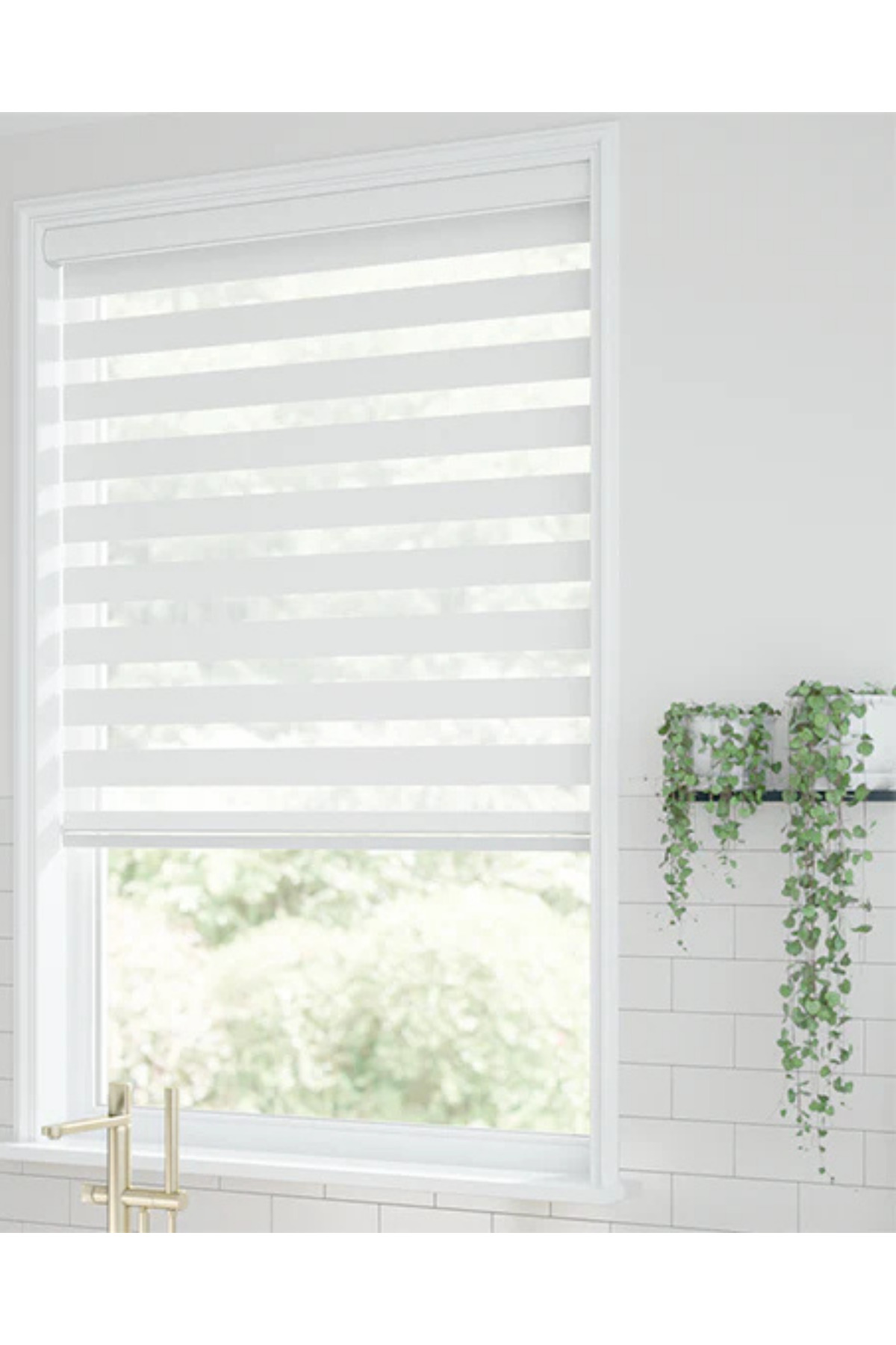 Micro Pliseli Krem Zebra Stor Perde Modern Alüminyum Kasalı Yükse