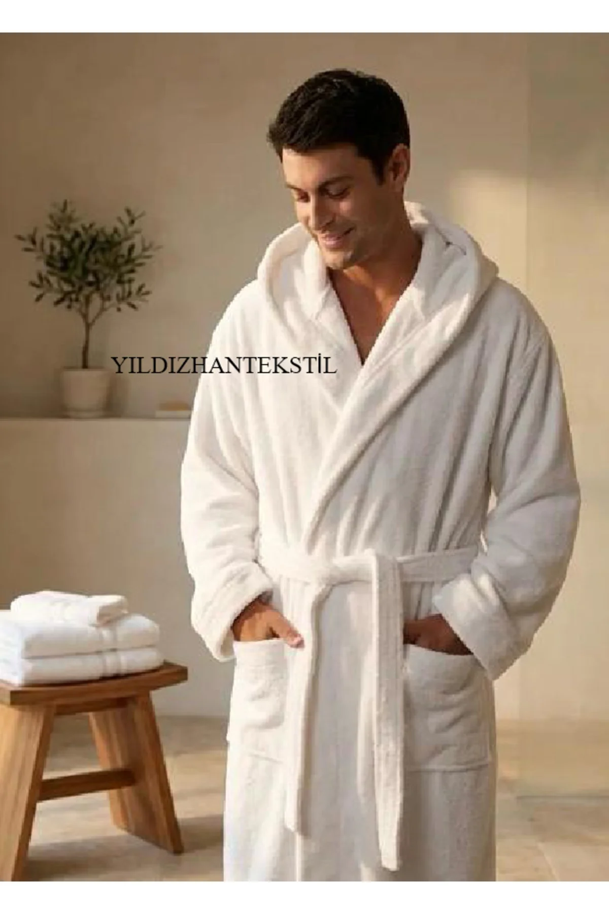 Microcotton Kapşonlu Bornoz