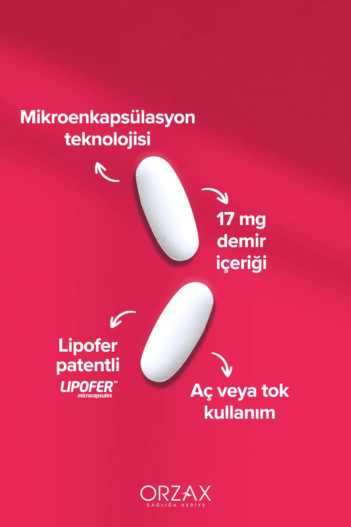 Microfer Demir Takviye Edici Gıda (Lipofer: Patentli Mikroenkapsüle Demir Kaynağı) 30 Tablet