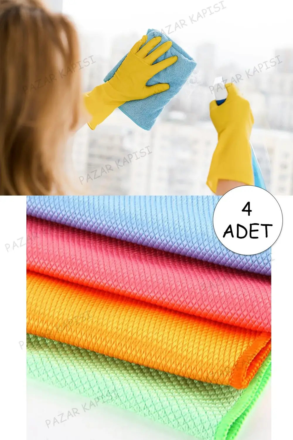 Microfiber 4'lü Iz Bırakmayan Temizlik Ve Cam Bezi 30 X 40 Cm