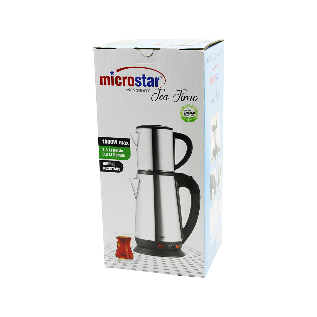 MİCROSTAR ELEKTRİKLİ ÇELİK ÇAY MAKİNESİ ÇAYCI SET 1.8LT SU ISITIC