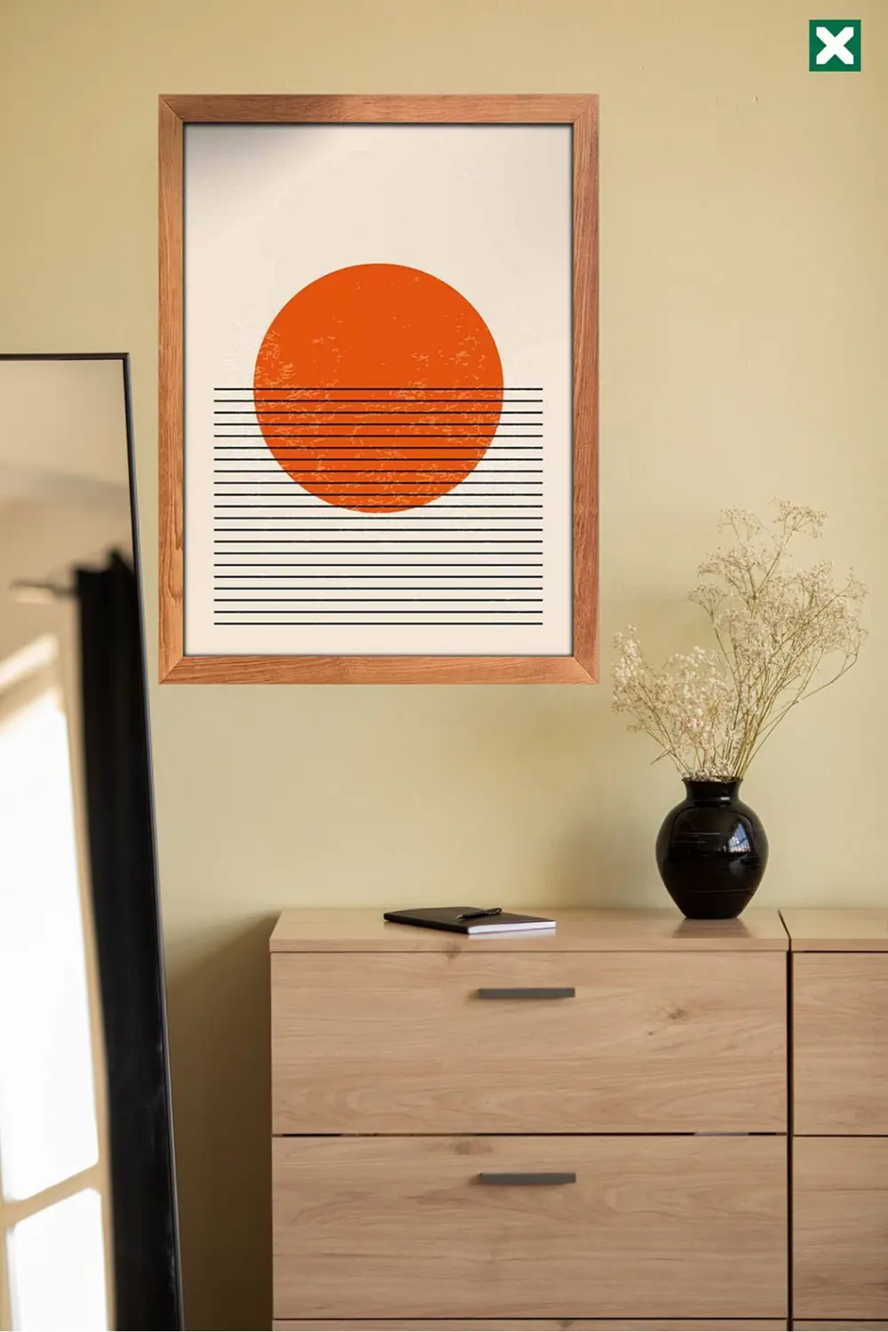 Mid-Century Dekorize 3'lü Set, Çerçeve Görünümlü Modern Mdf Tablo