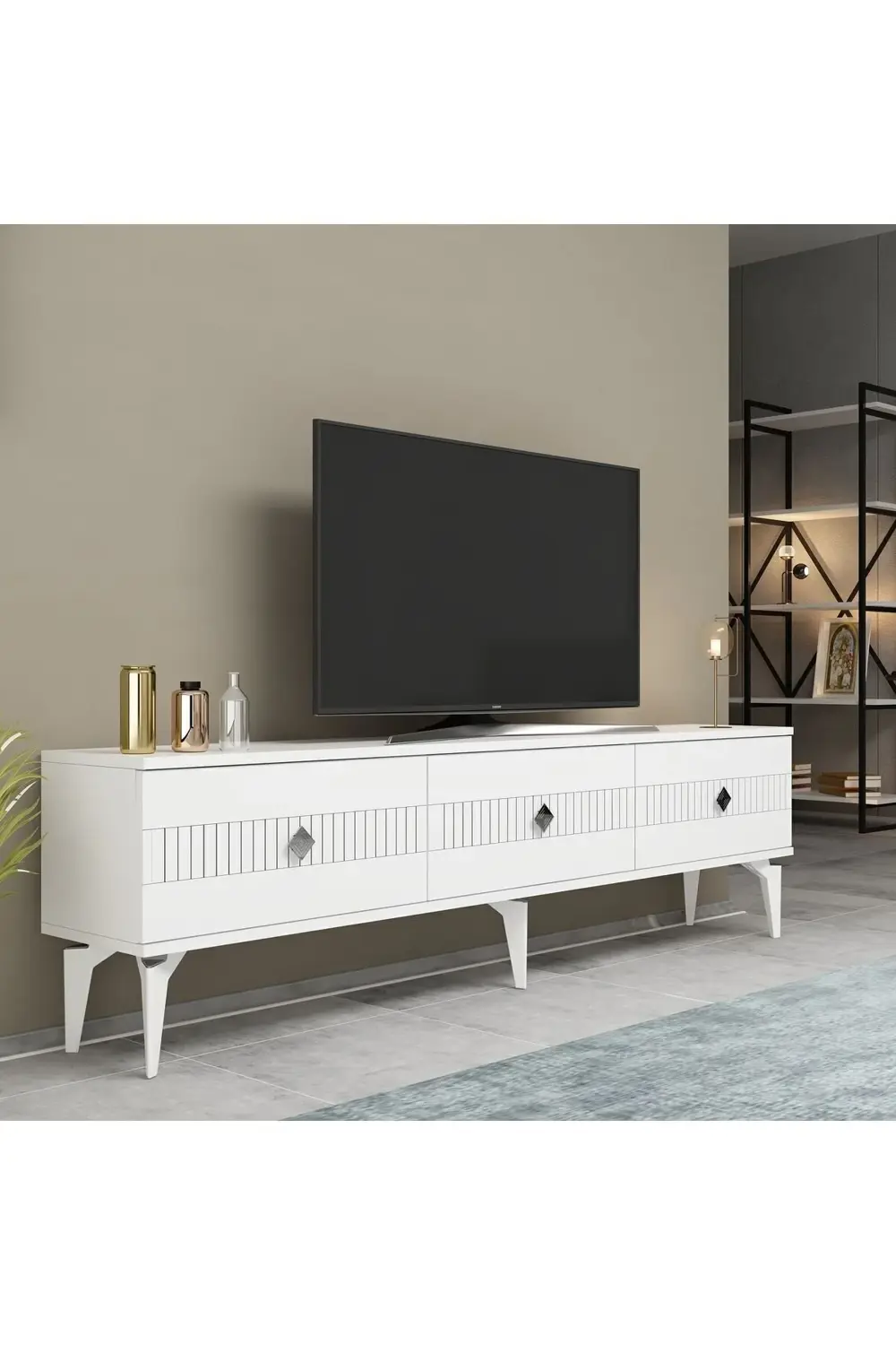 MİDAS TV STAND (ALT MODÜL) BEYAZ-GÜMÜŞ