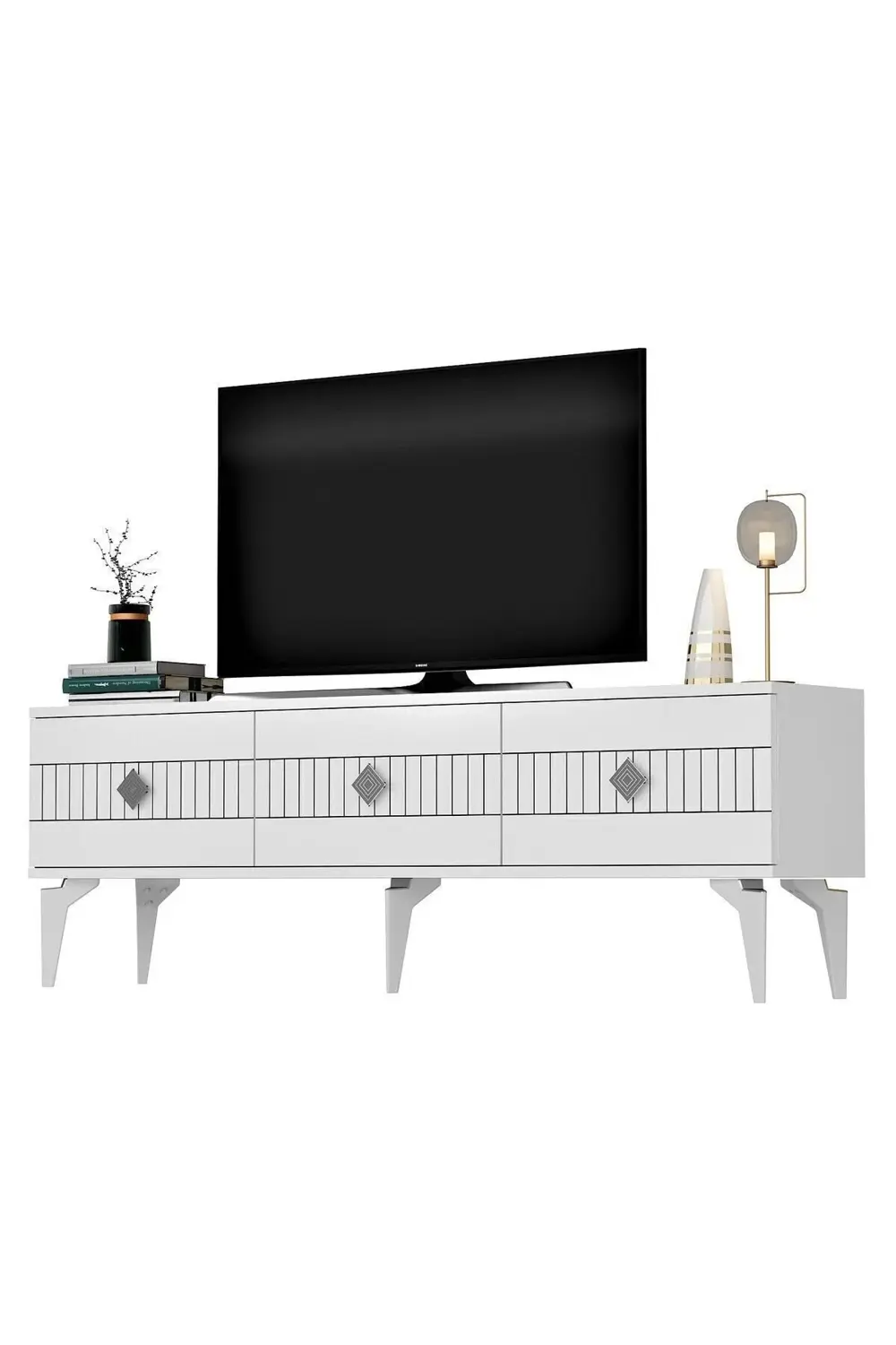 MİDAS TV STAND (ALT MODÜL) BEYAZ-GÜMÜŞ
