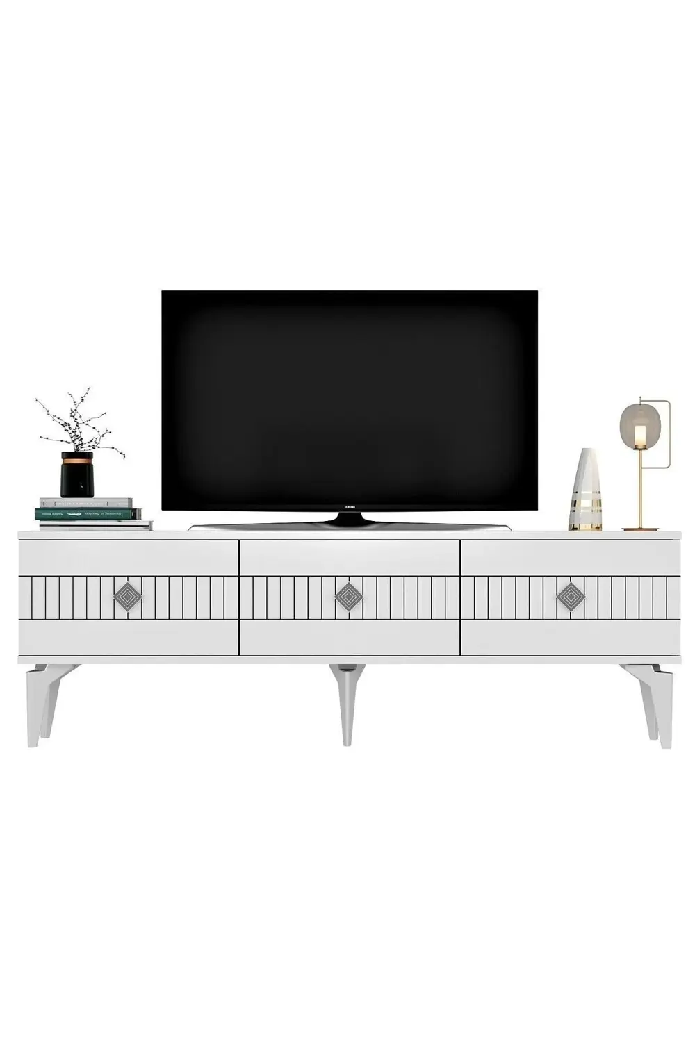 MİDAS TV STAND (ALT MODÜL) BEYAZ-GÜMÜŞ