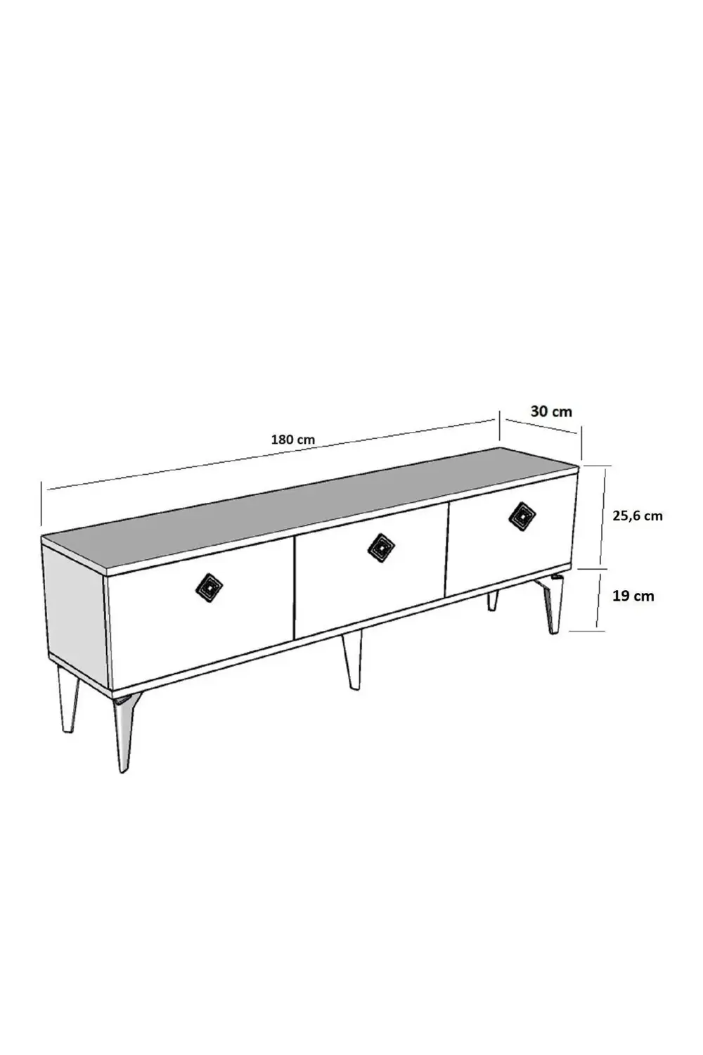 MİDAS TV STAND (ALT MODÜL) BEYAZ-GÜMÜŞ
