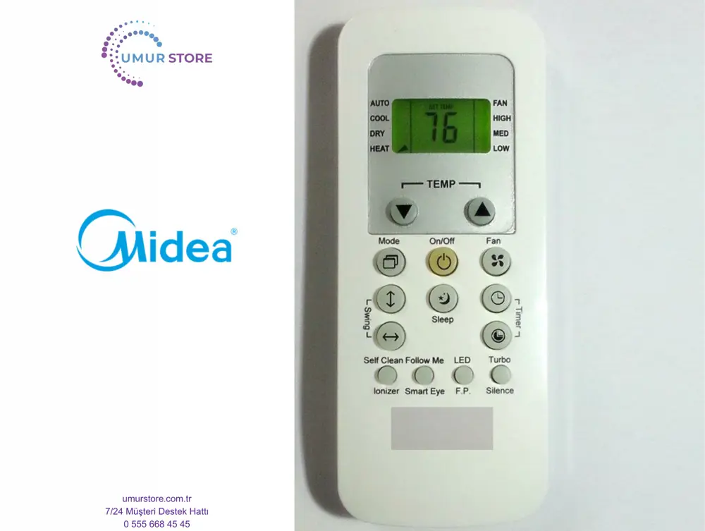 Midea bgefu1 Rg56 Uyumlu Klima Kumandası Midea bgefu1 Rg56 Uyumlu Klima Kumandası