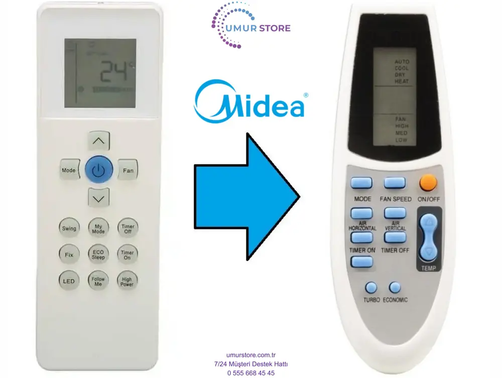 Midea Carrier RG67V BGEF Uyumlu Klima Kumandası Midea Carrier RG67V BGEF Uyumlu Klima Kumandası