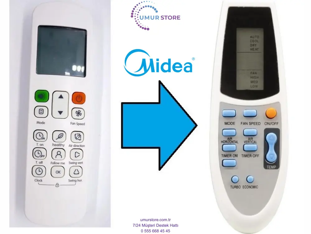 Midea RG58BBGEU1 Uyumlu Klima Kumandası Midea RG58BBGEU1 Uyumlu Klima Kumandası