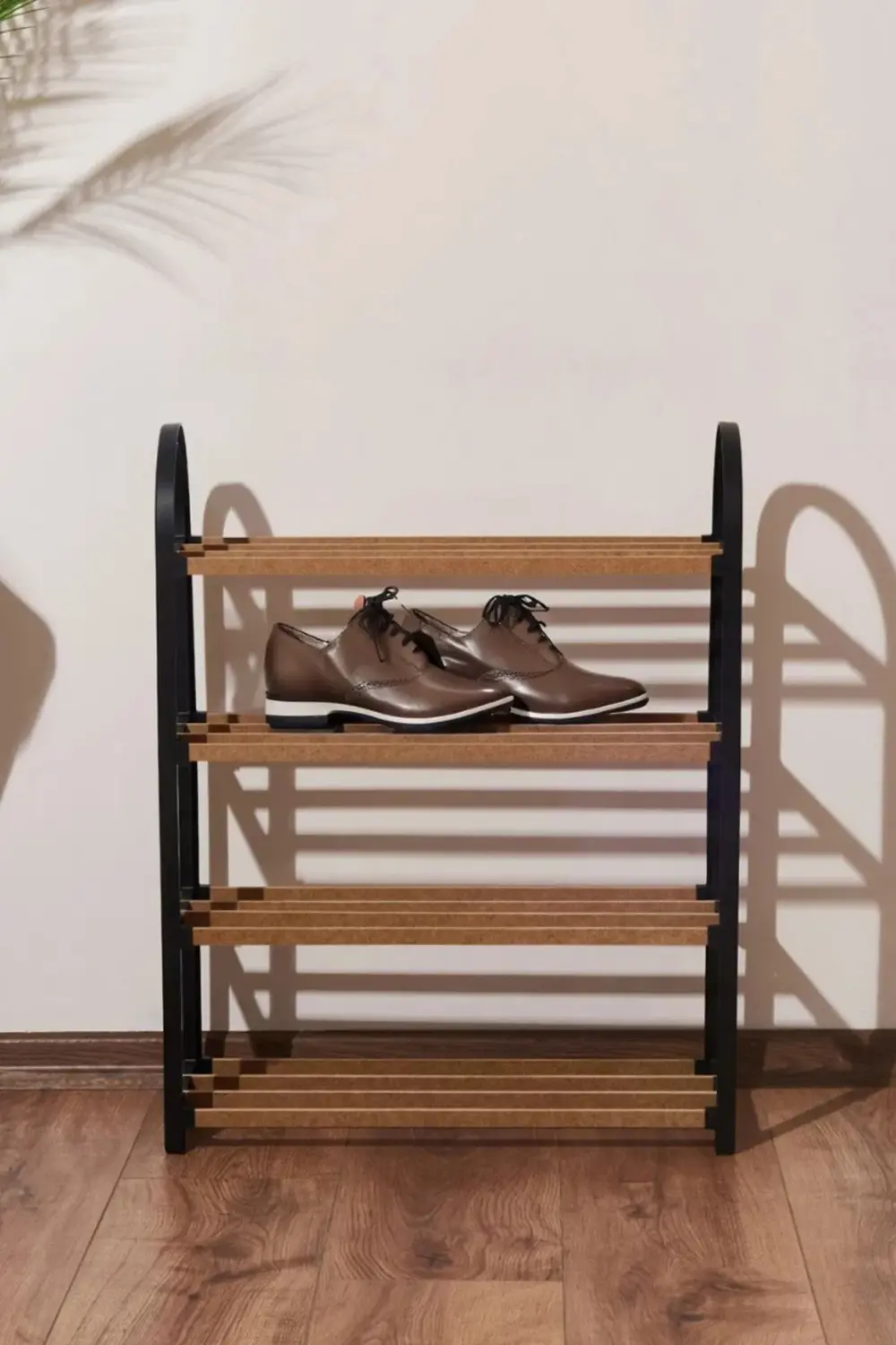 Midi Ahşap Çubuklu 4 Bölmeli  Ayakkabılık 8 Çift Ayakkabı Kapasit