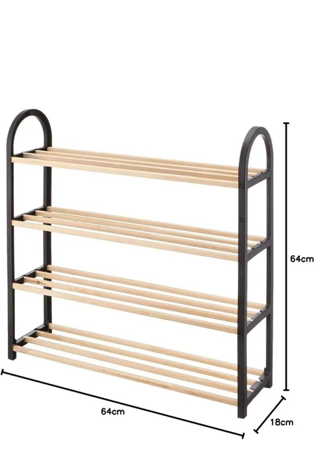 Midi Ahşap Çubuklu 4 Bölmeli  Ayakkabılık 8 Çift Ayakkabı Kapasit