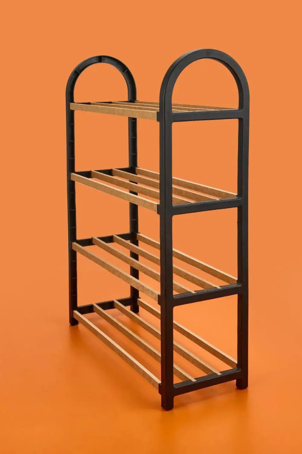 Midi Ahşap Çubuklu 4 Bölmeli  Ayakkabılık 8 Çift Ayakkabı Kapasit