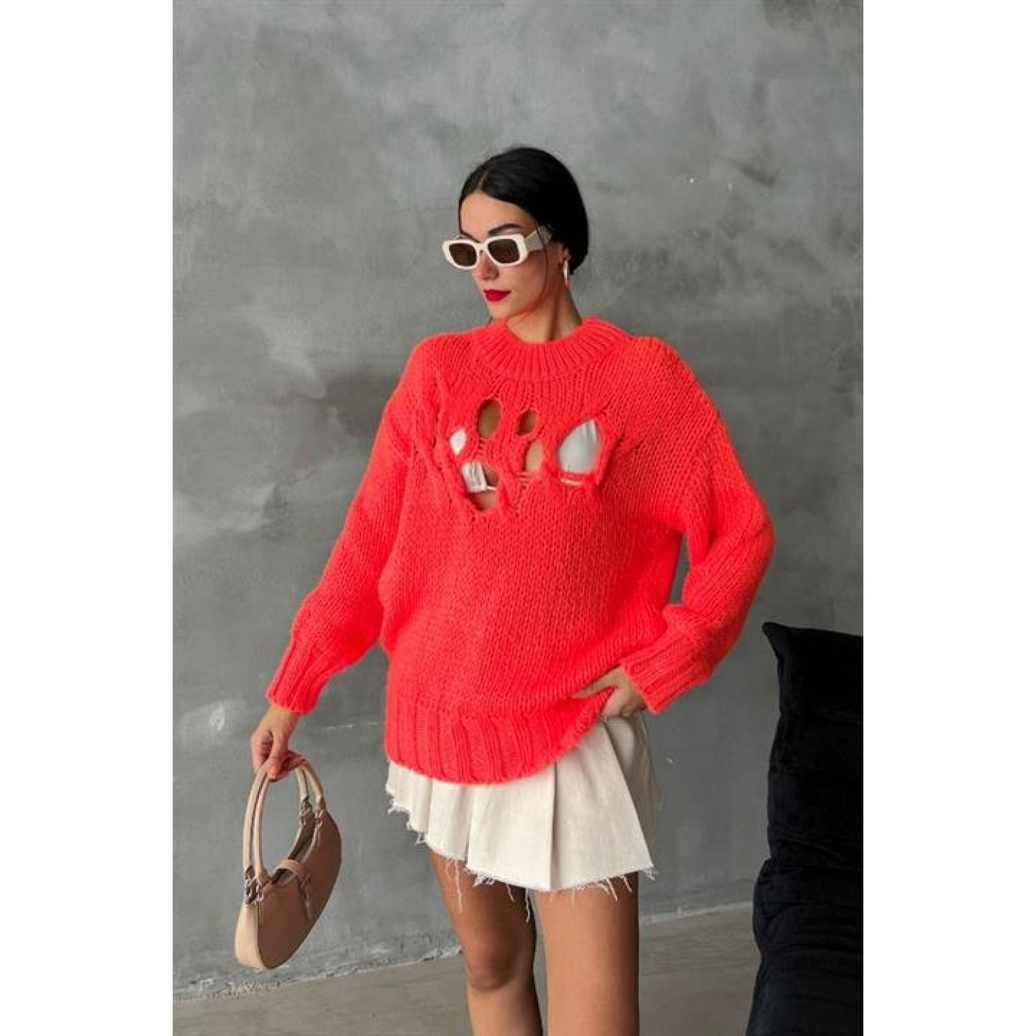 Midred Cut Out Triko Kazak - Midred Cut Out Triko Kazak -