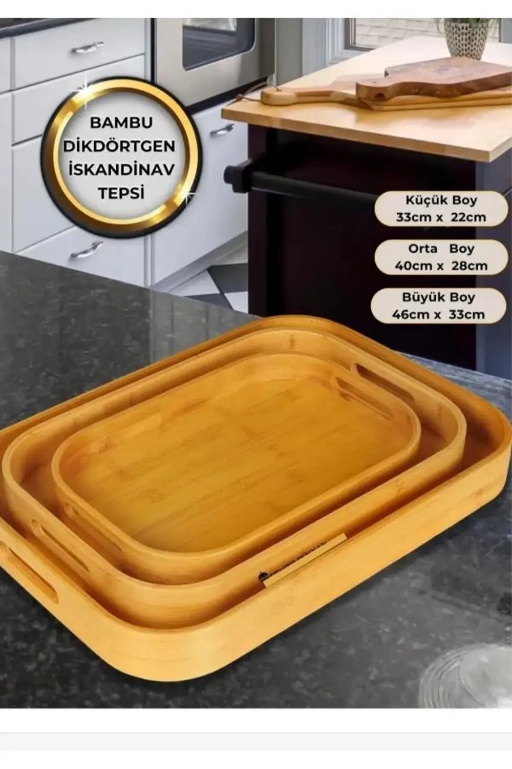 Mien Bambu Dikdörtgen Tepsi Seti 3'lü Mien315
