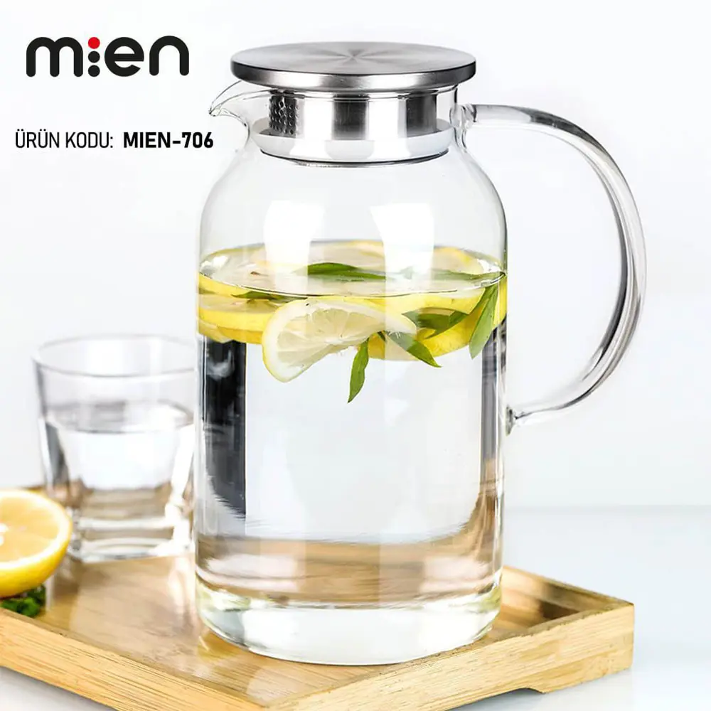 Mien Cam Sürahi Isıya Dayanıklı Borosilikat İnce Cam 1,8 Litre Sü Mien Cam Sürahi Isıya Dayanıklı Borosilikat İnce Cam 1,8 Litre Sü