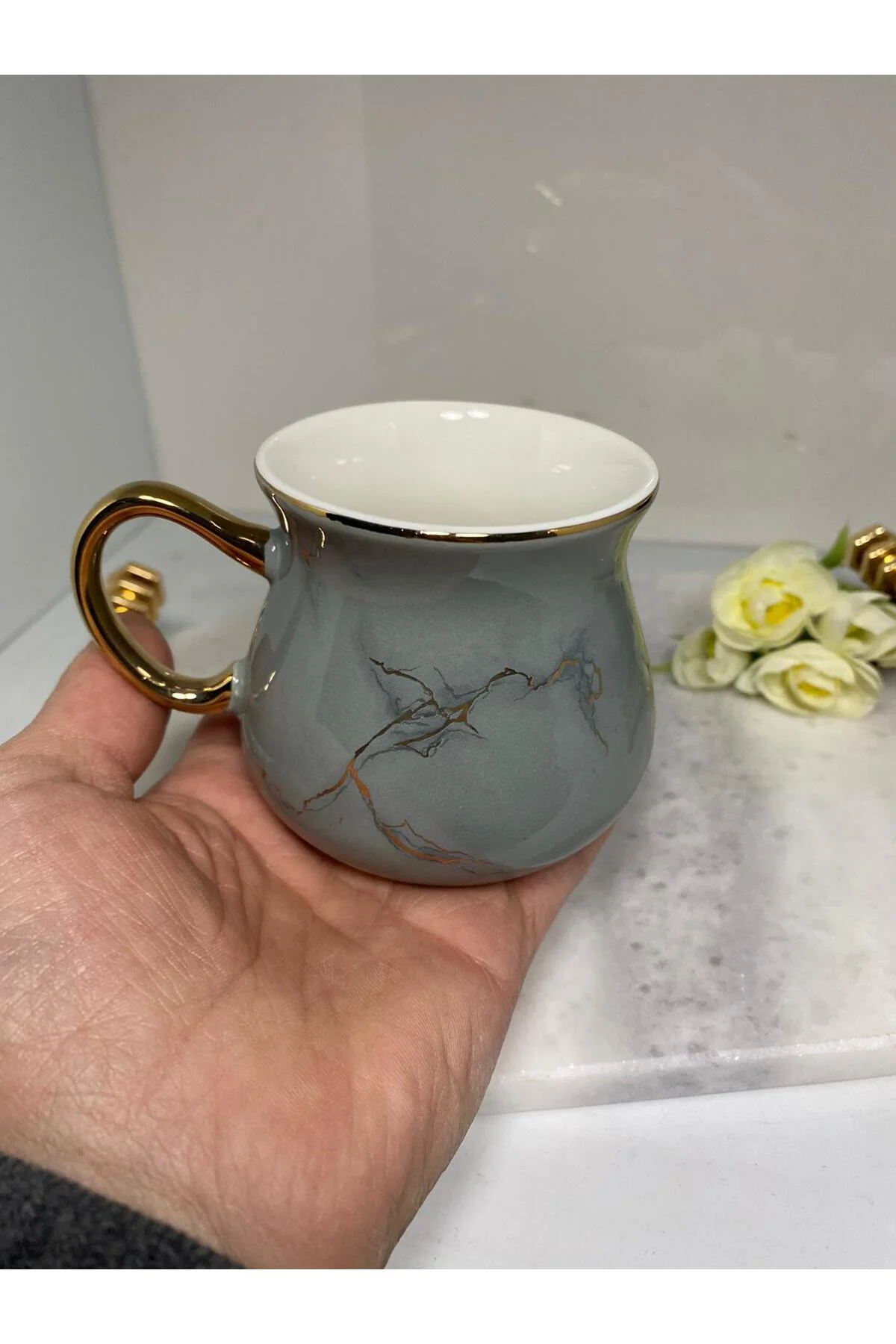 Mien Mermer Desen Yaldızlı Kupa 200 ml