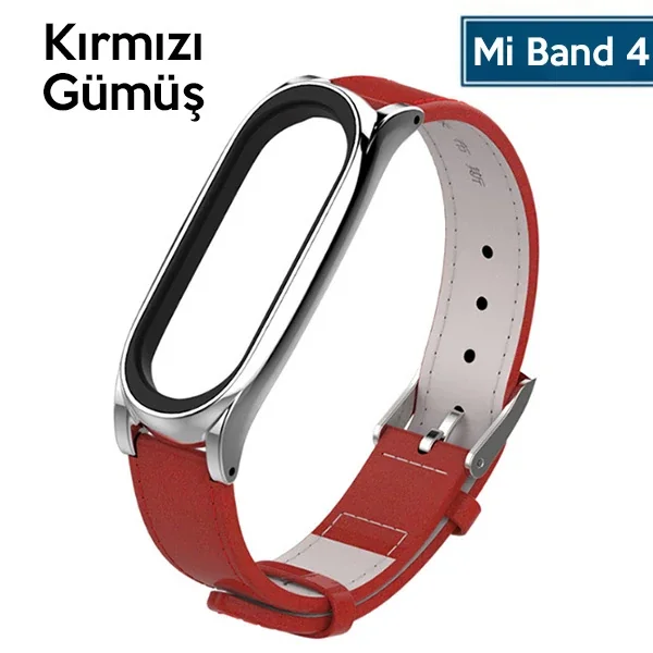 Mijobs Xiaomi Mi Band 5-4  Pu Deri Kayış Kordon-1852