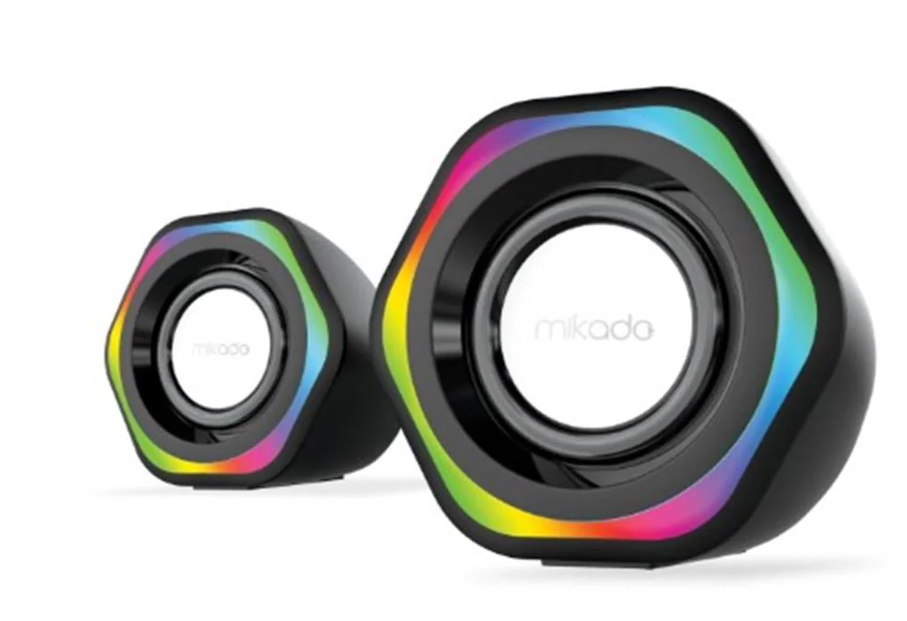 Mikado MD-176 2.0 3W-2 Beyaz RGB Aydınlatmalı USB + 3.5mm USB 5V 