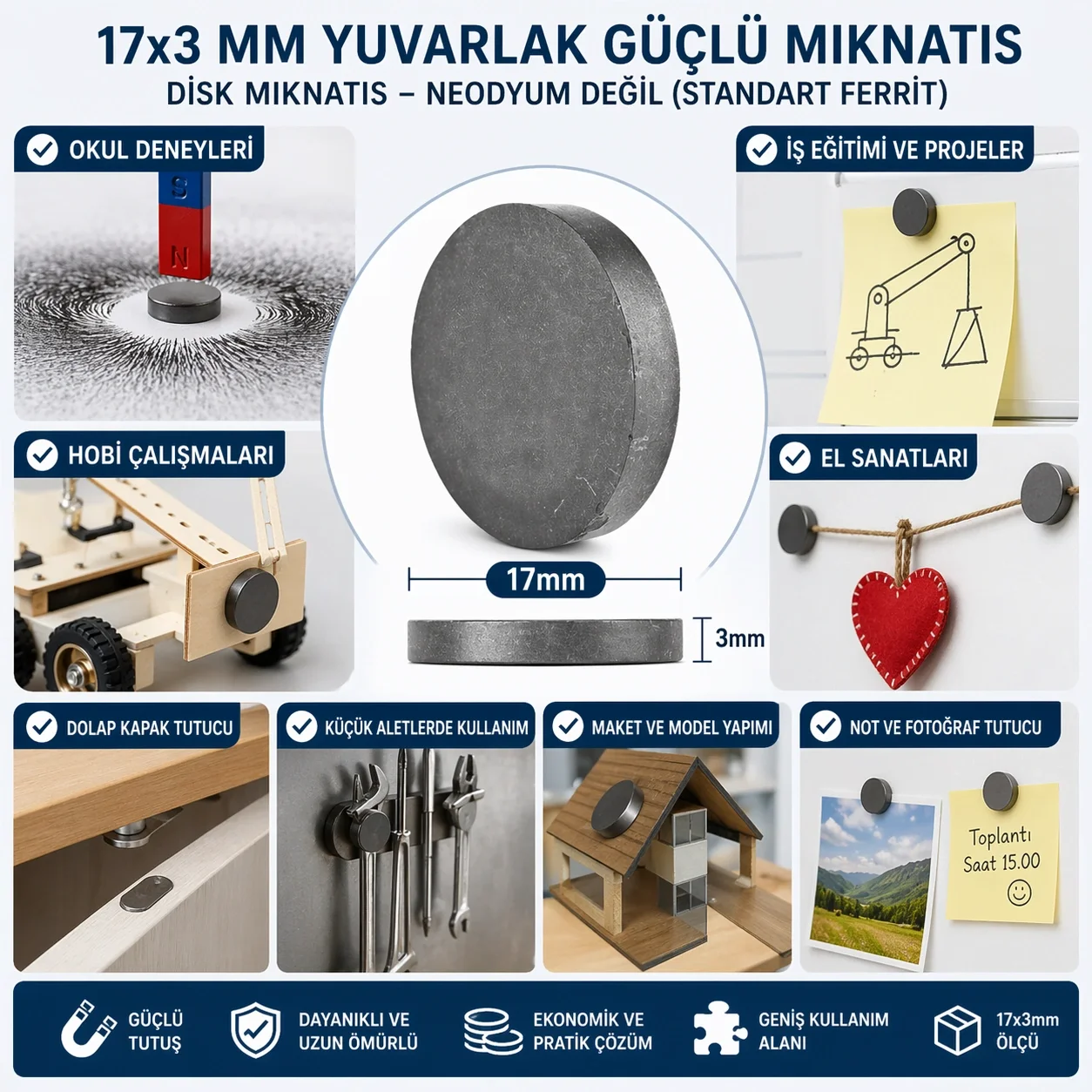Mıknatıs 17x3 Mm Yuvarlak Güçlü Mıknatıs Disk Mıknatıs Mıknatıs 17x3 Mm Yuvarlak Güçlü Mıknatıs Disk Mıknatıs