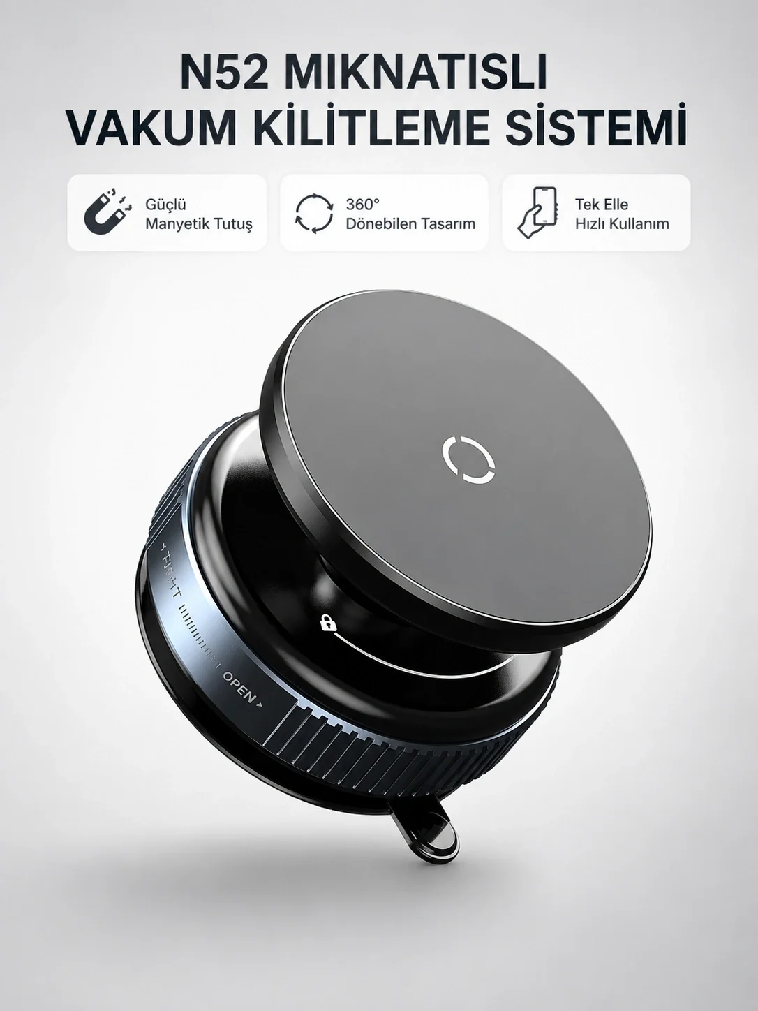 Mıknatıslı Araç Telefon Tutucu Vakum Teknolojili 360° Ayarlanabilir Mıknatıslı Araç Telefon Tutucu Vakum Teknolojili 360° Ayarlanabilir