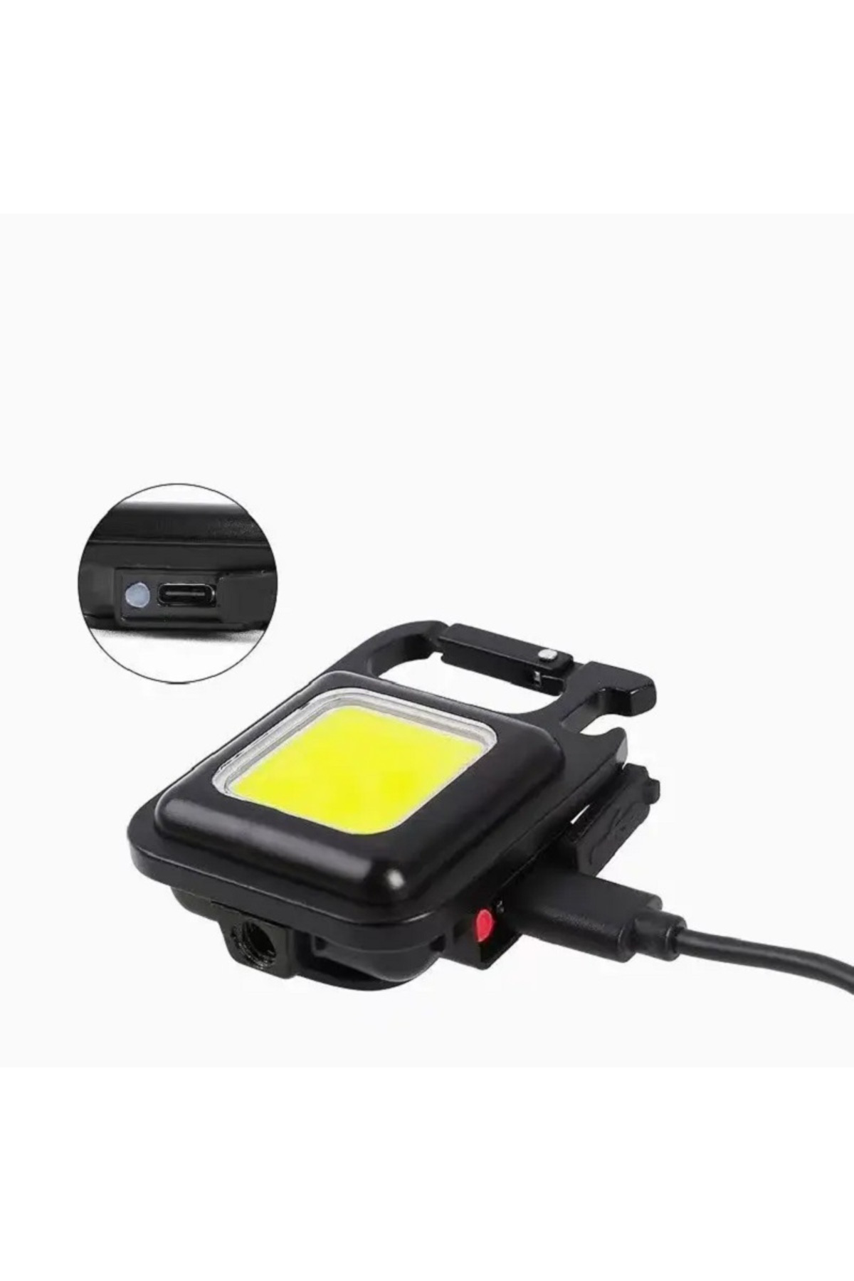 Mıknatıslı Ayaklı Anahtarlıklı 800 Lümen Led'li Tirbüşon USB Şarjlı Çok Amaçlı Mini El Feneri