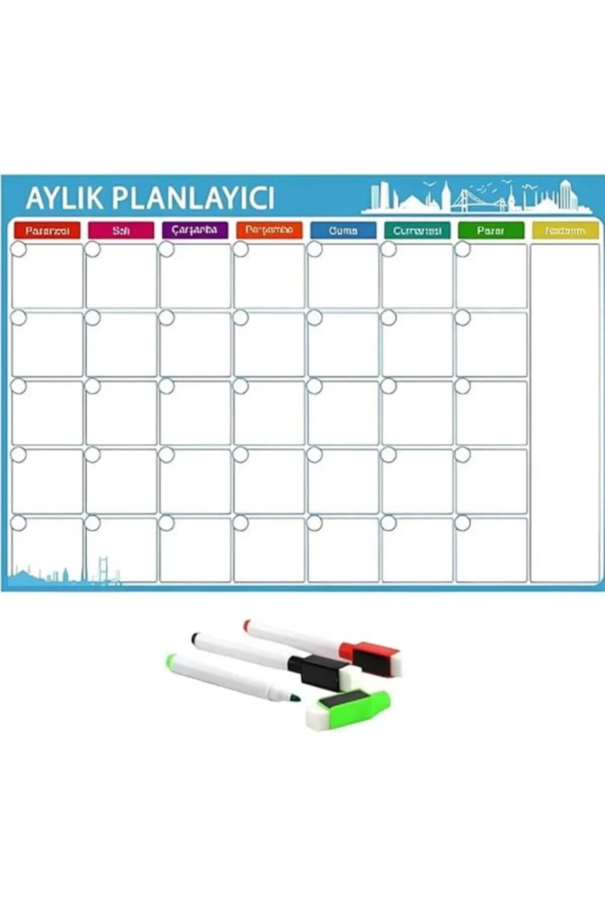 ® Mıknatıslı Aylık Planlayıcı | Kalem Hediyeli | 35X50Cm | Magnet Buzdolabı Beyaz Tahta Not