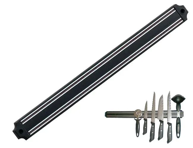 Mıknatıslı Bıçak Tutucu Stand - 38 Cm Paslanmaz Çelik Duvara Montajlı Bıçaklık - Siyah