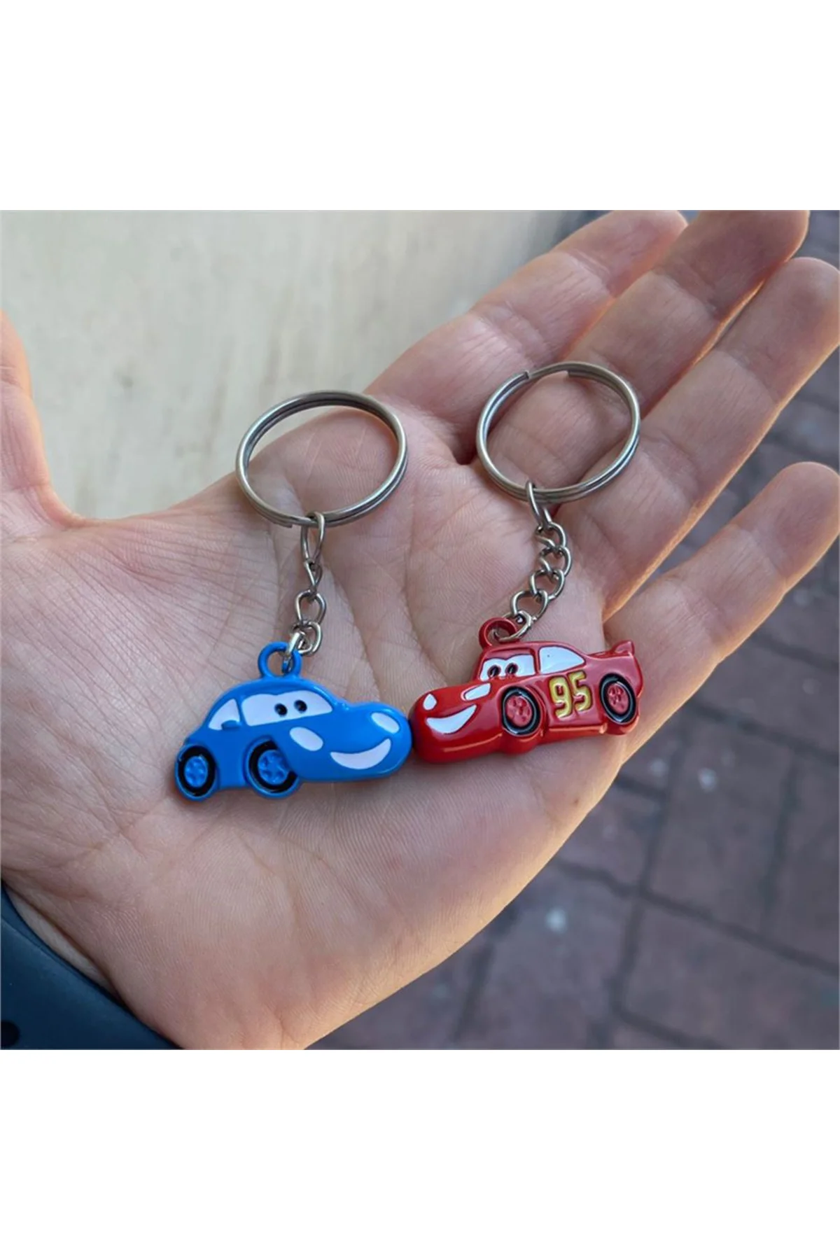 Mıknatıslı Cars McQueen Ve Sally Çift Metal Anahtarlık