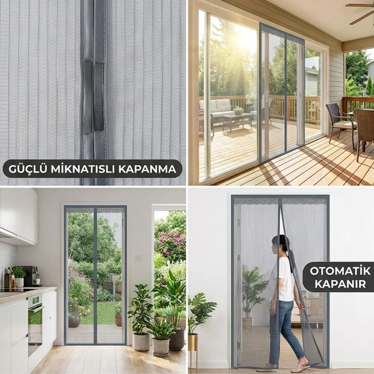 Mıknatıslı Kapı Sinekliği Gri 100x210 cm Otomatik Kapanan Manyetik Tül Sineklik Fiyatı, Yorumları ve Özellikleri