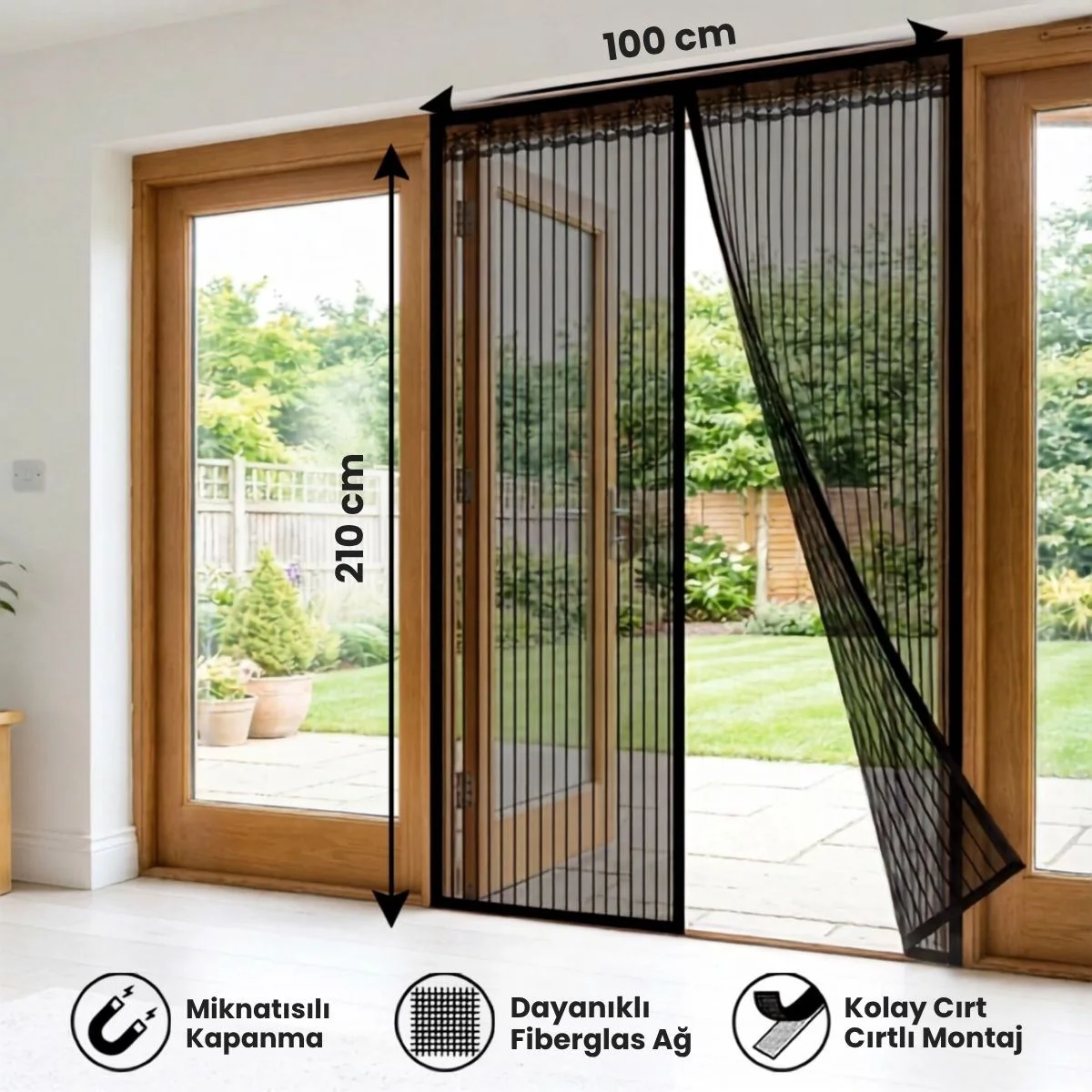 Mıknatıslı Kapı Sinekliği Siyah 100x210 cm Otomatik Kapanan Manyetik Tül Sineklik Fiyatı, Yorumları ve Özellikleri