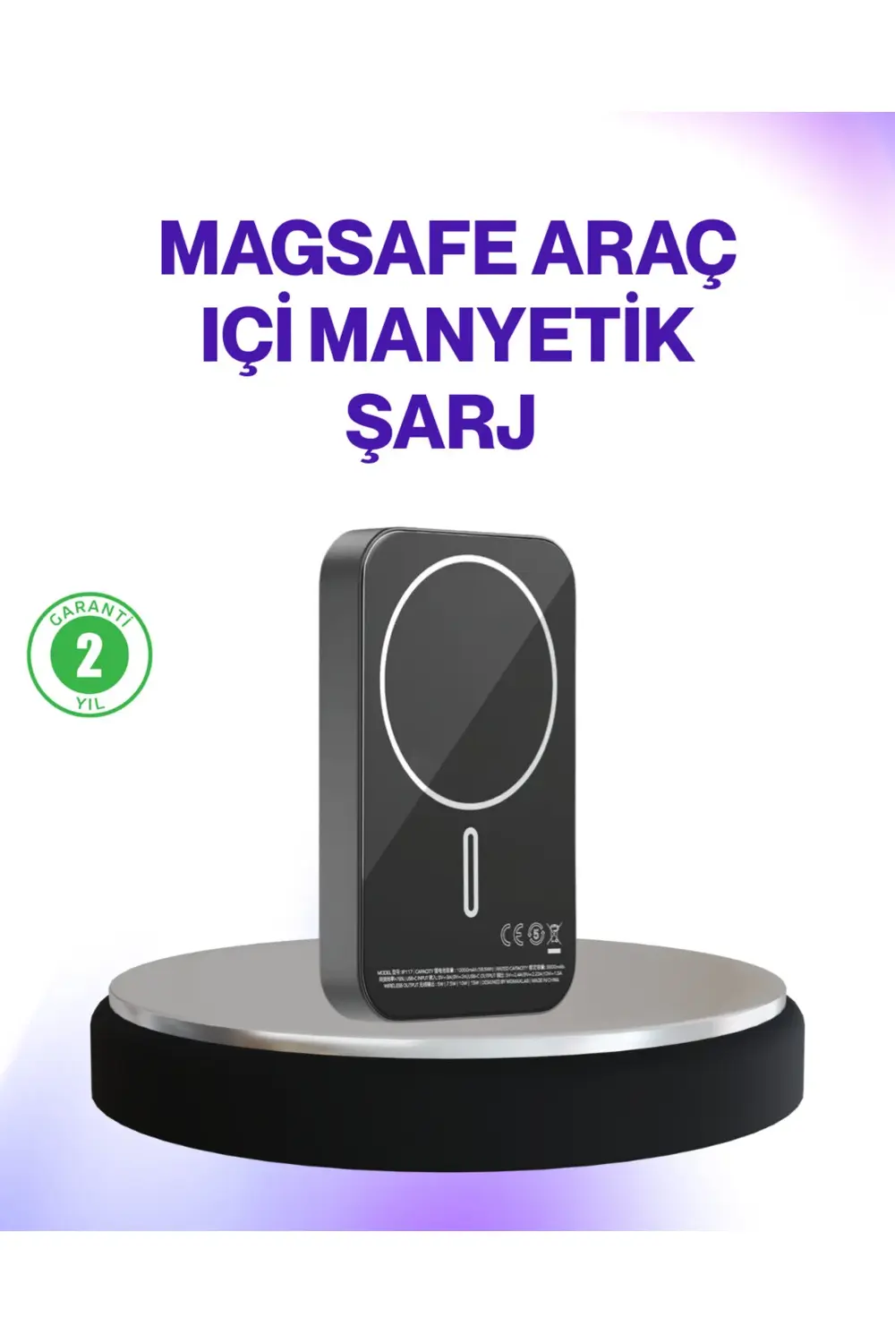 Mıknatıslı MagSafe Uyumlu Araç Tutucu Kablosuz Şarj Destekli