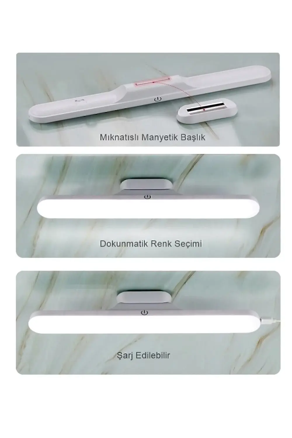 Mıknatıslı Şarjlı Led Işık Micro Usb Şarjlı Kablosuz Led Lamba 3