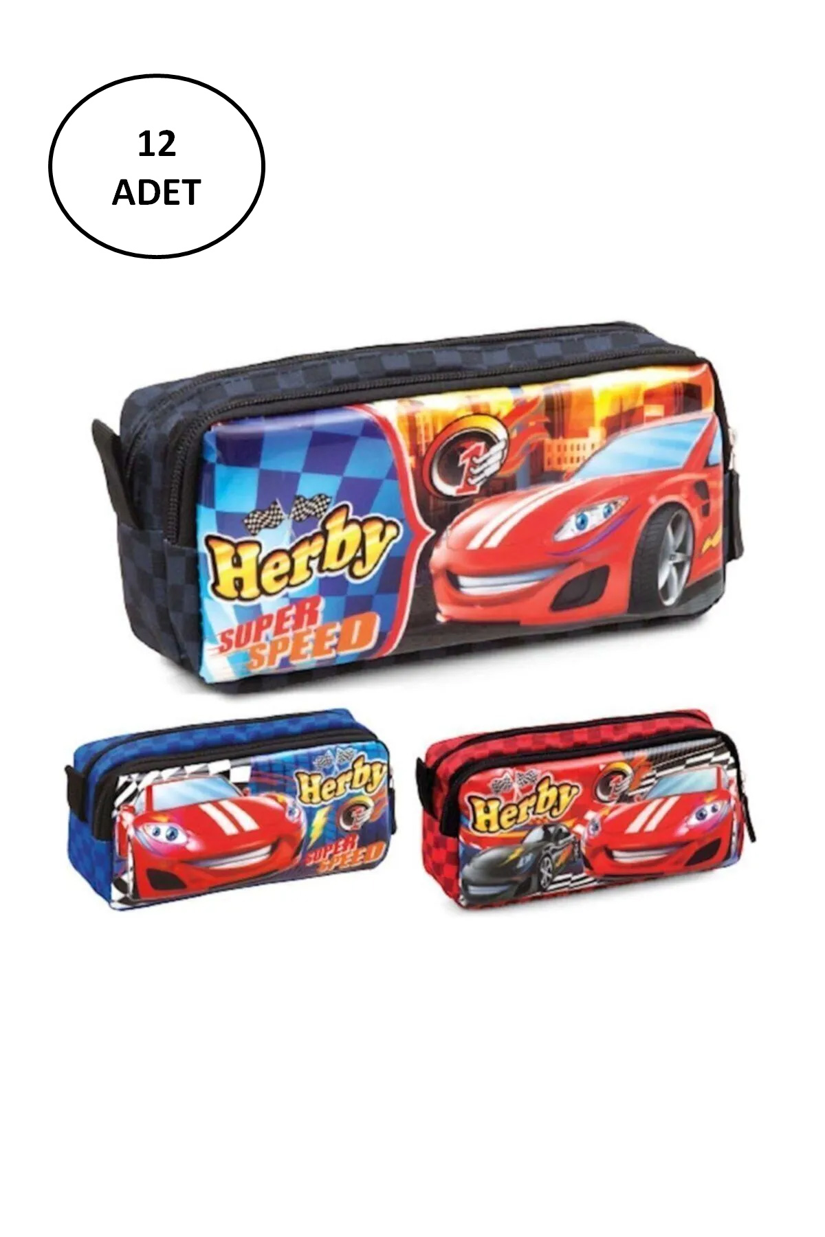 Just Cheap Store Mikro Mb-3002 Erkek Kalem Çantasi İki Gözlü Kalemlik 12 Adet