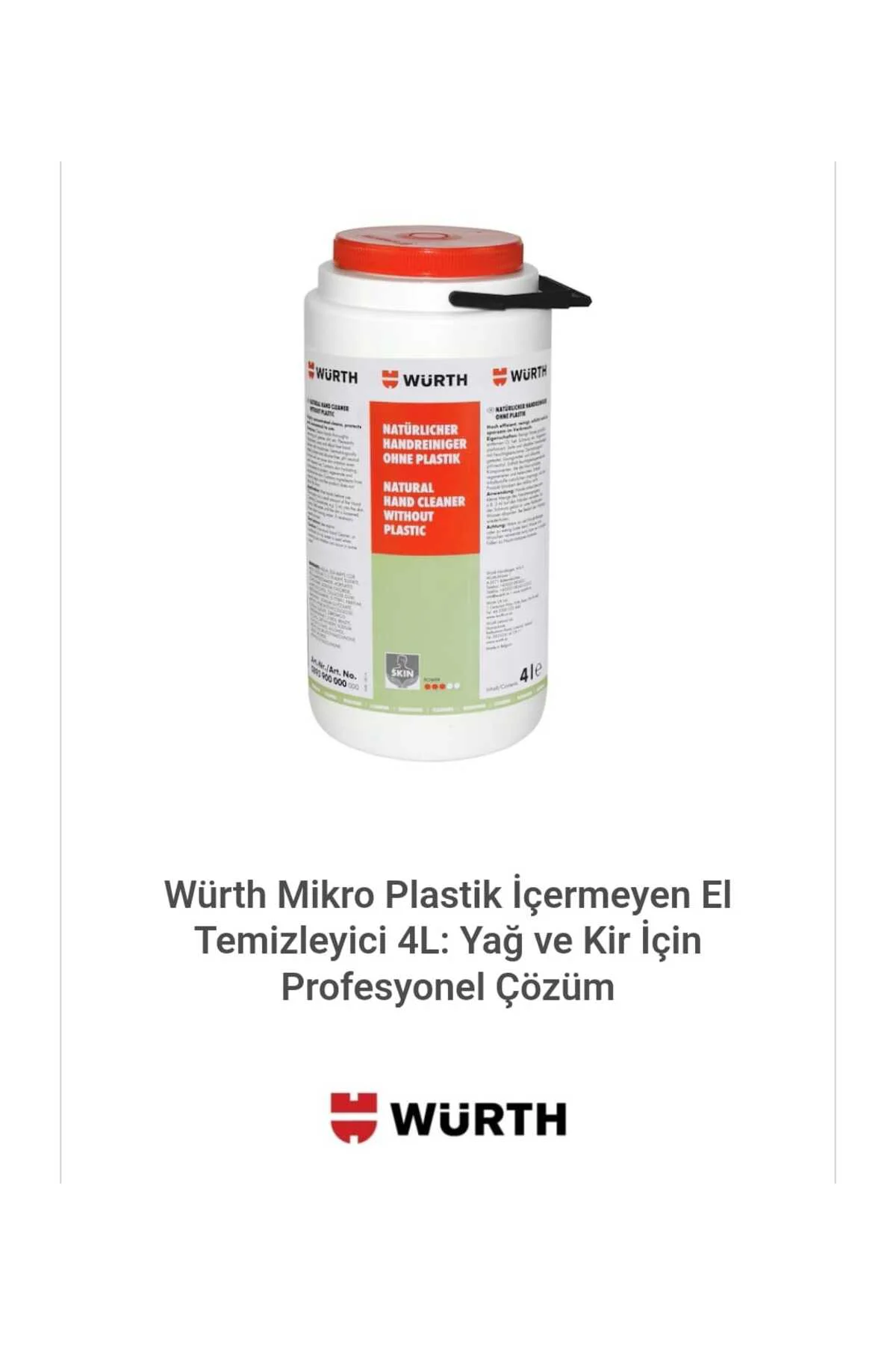 Mikro Plastik İçermeyen El Temizleyici 4L: Yağ ve Kir İçin Profesyonel Çözüm