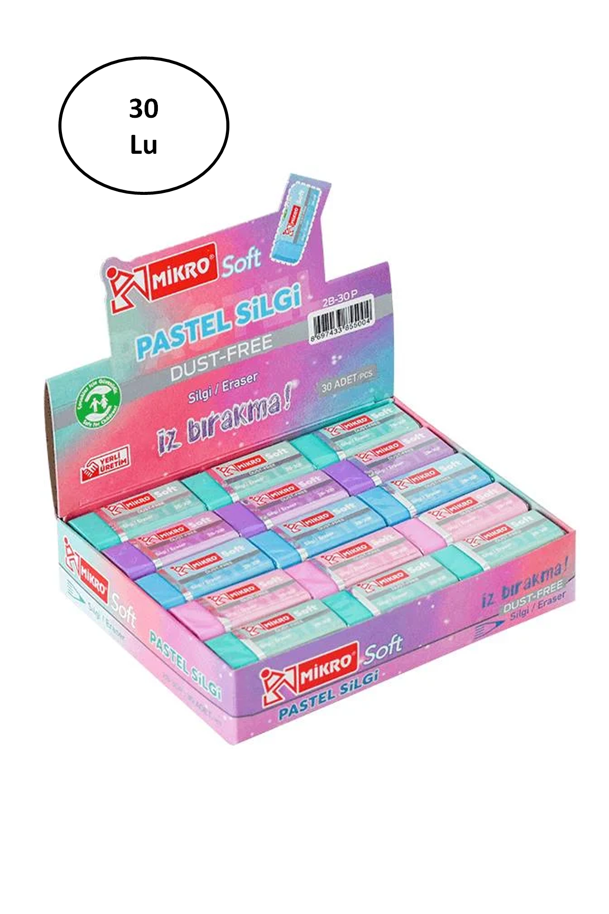 Just Cheap Store Mikro Silgi Soft Pastel 2B 30'Lu