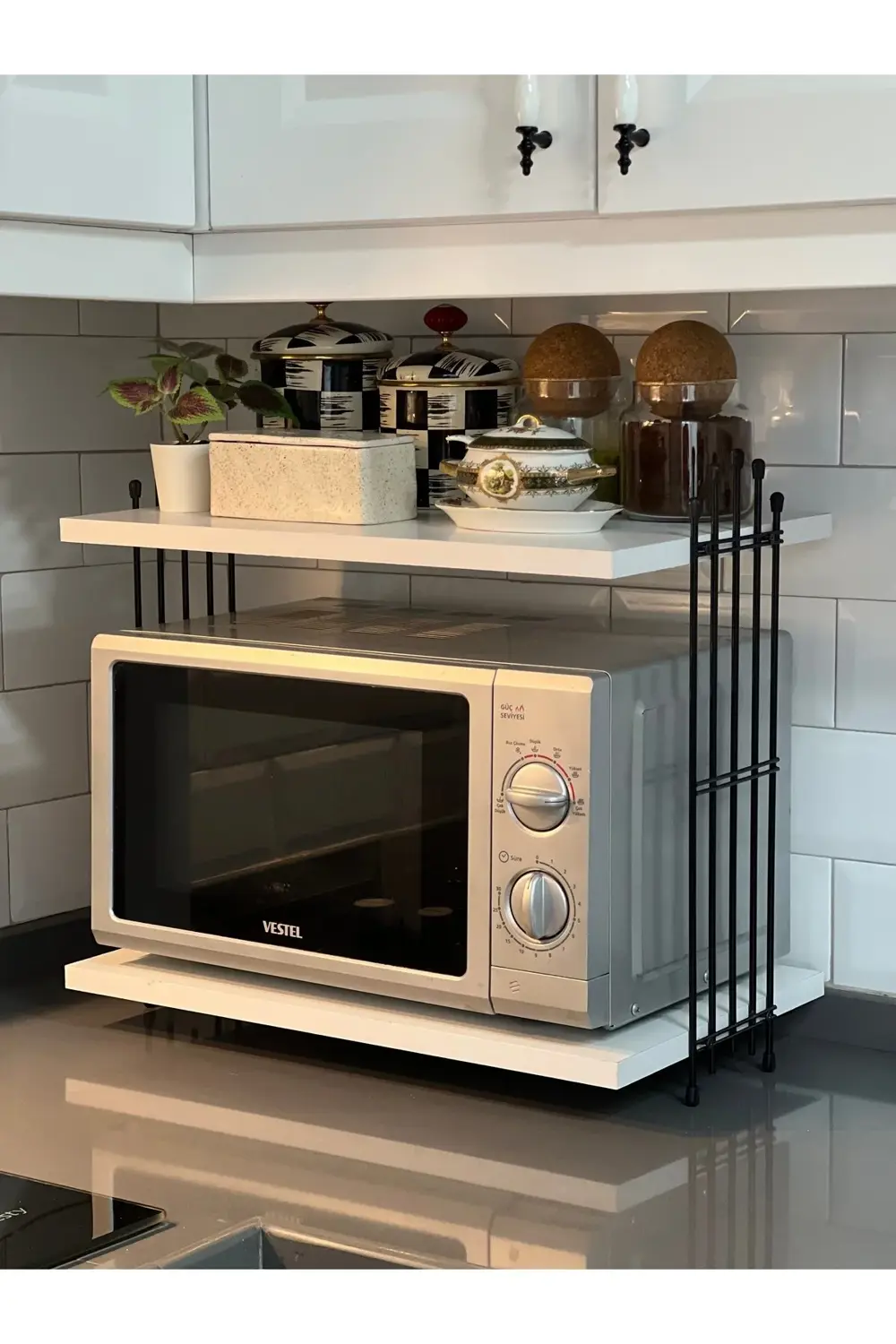 Mikrodalga Dolabı Tezgah Üstü Fırın (25x50) Mutfak Rafı Kahve Mak