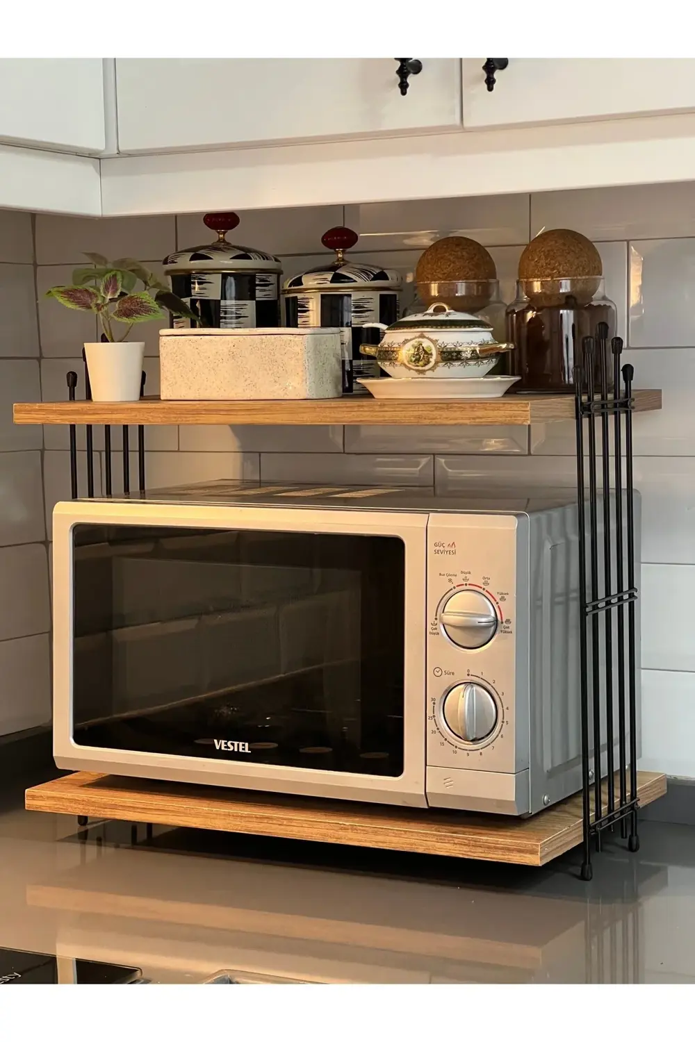 Mikrodalga Dolabı Tezgah Üstü Fırın Microdalga Mutfak Rafı Kahve