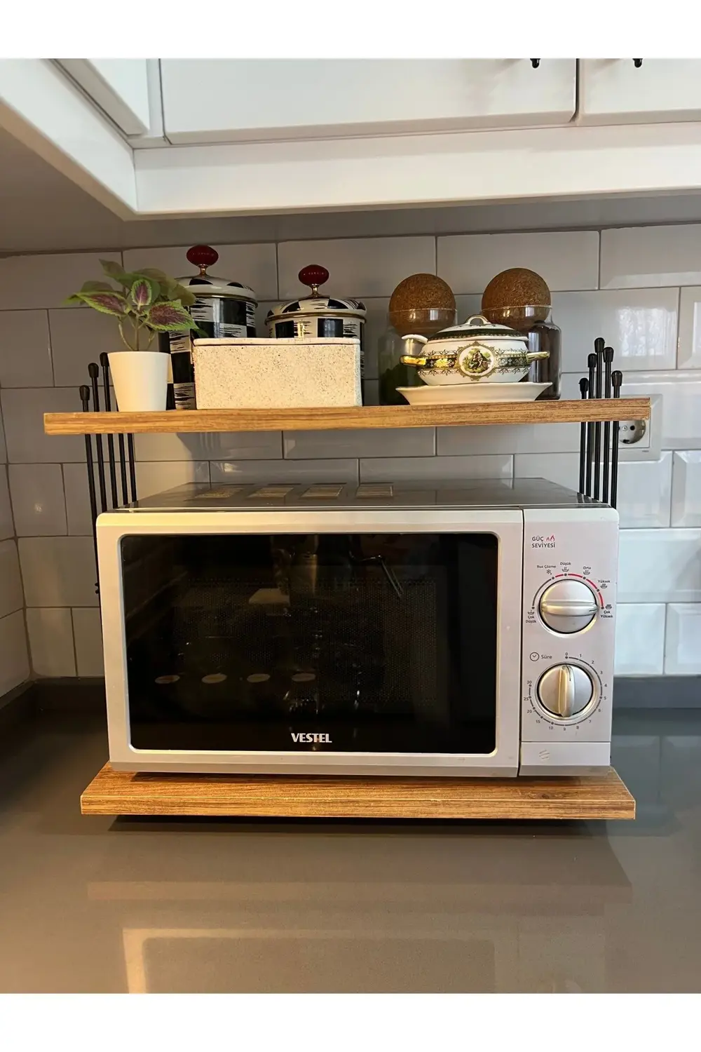 Mikrodalga Dolabı Tezgah Üstü Fırın Microdalga Mutfak Rafı Kahve