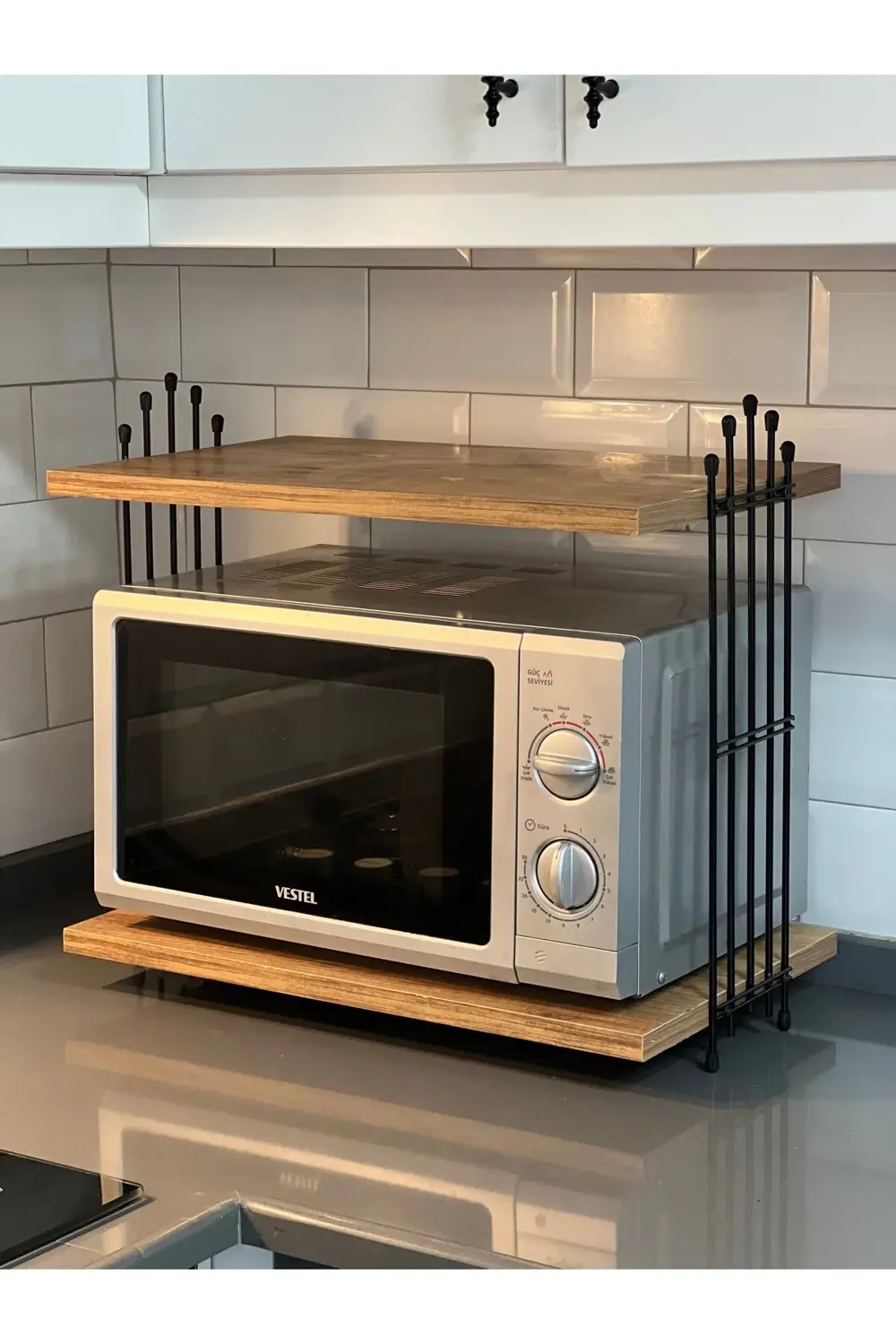Mikrodalga Dolabı Tezgah Üstü Fırın Microdalga Mutfak Rafı Kahve