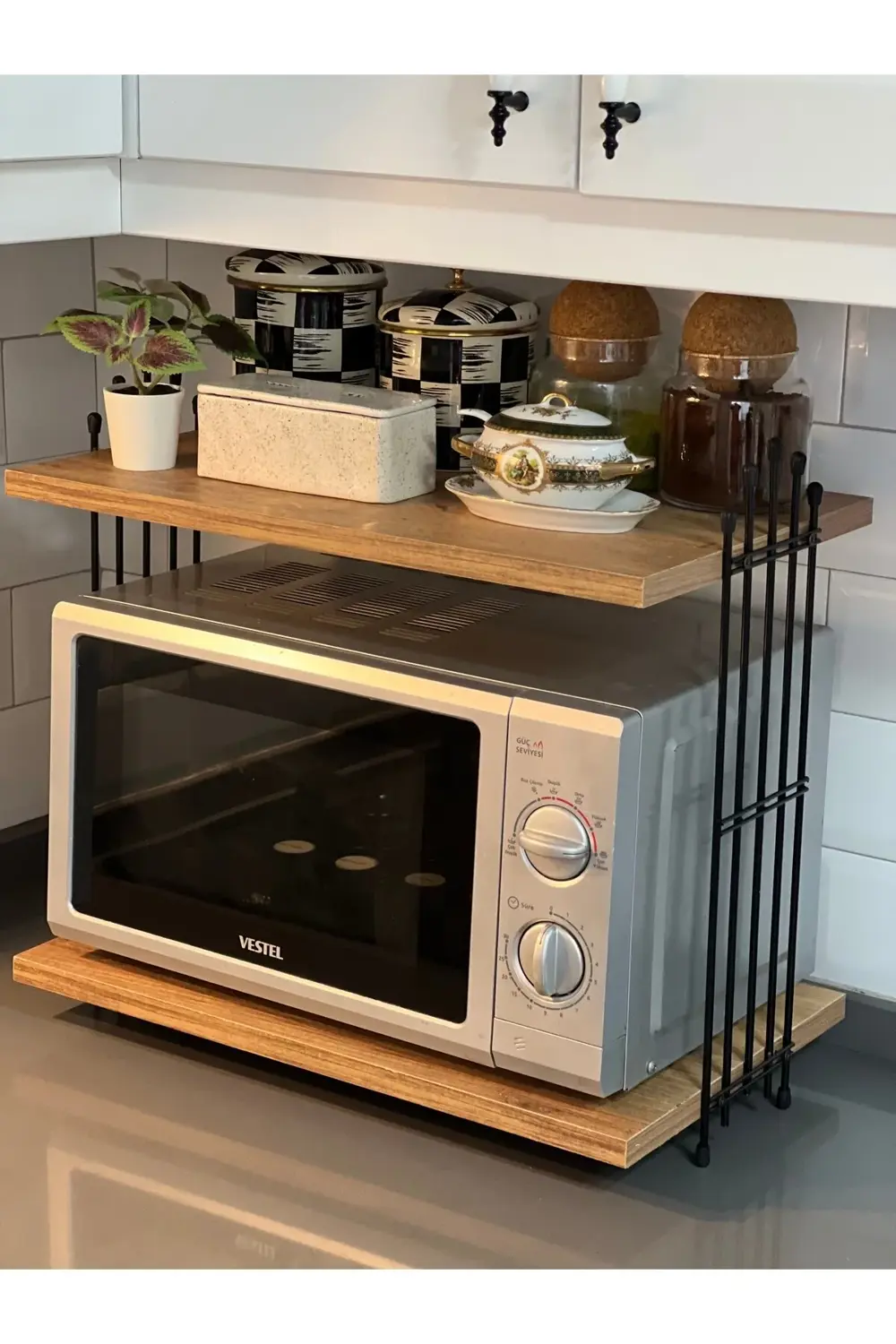 Mikrodalga Dolabı Tezgah Üstü Fırın Microdalga Mutfak Rafı Kahve