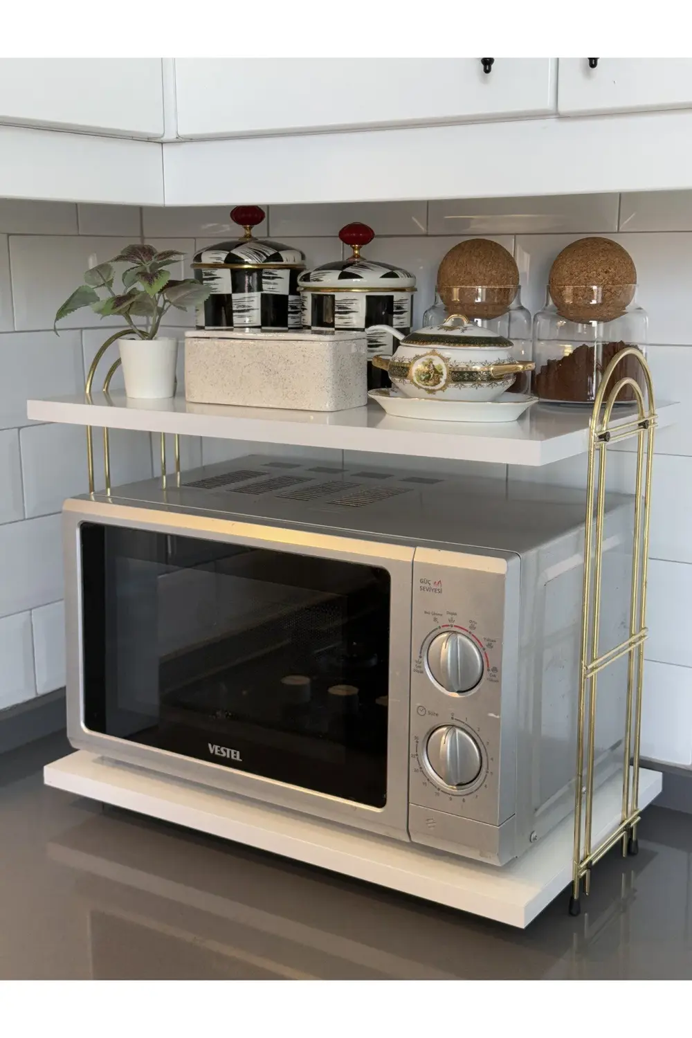 Mikrodalga Fırın Dolabı Tezgah Üstü Fırın Microdalga Mutfak Rafı