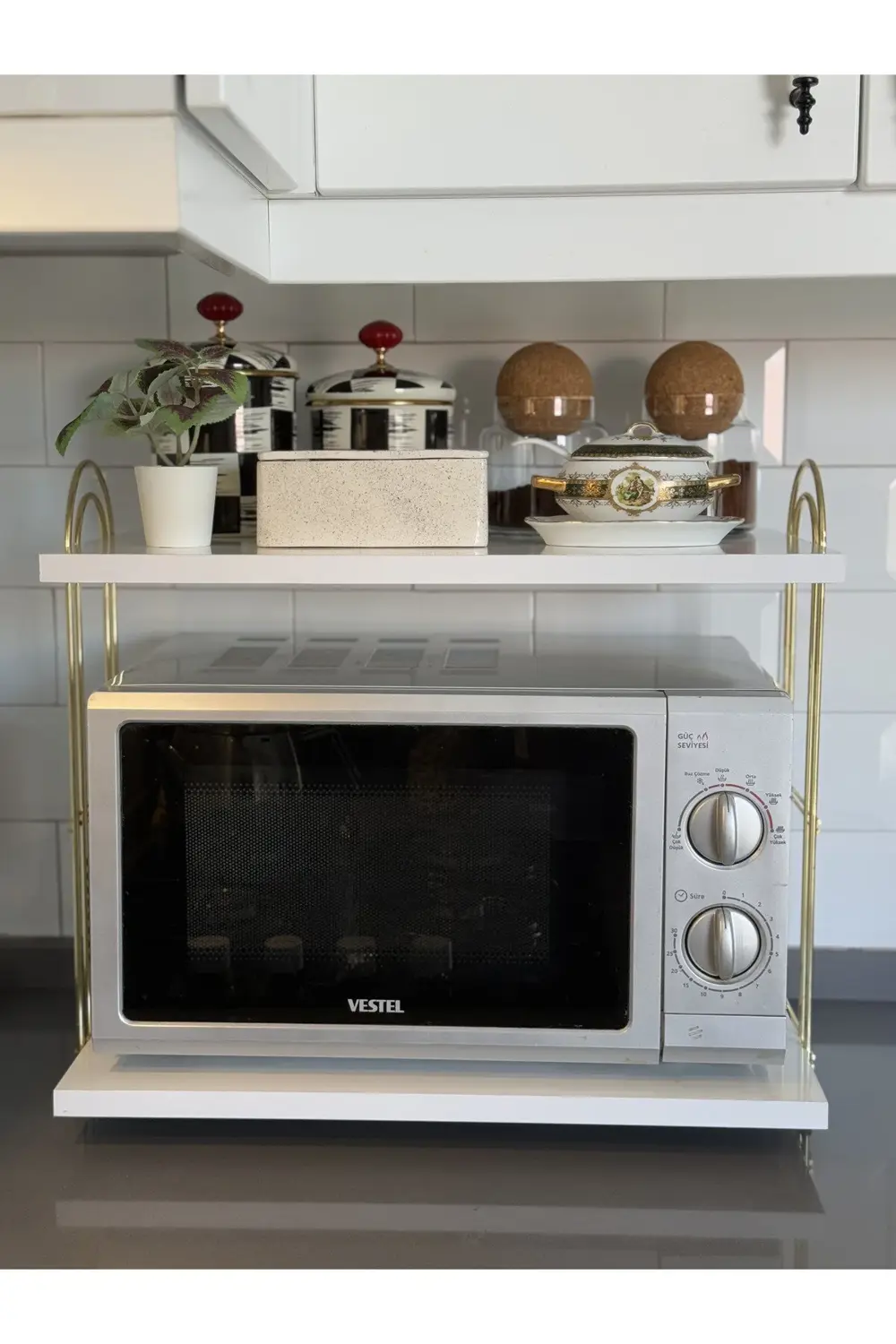 Mikrodalga Fırın Dolabı Tezgah Üstü Fırın Microdalga Mutfak Rafı