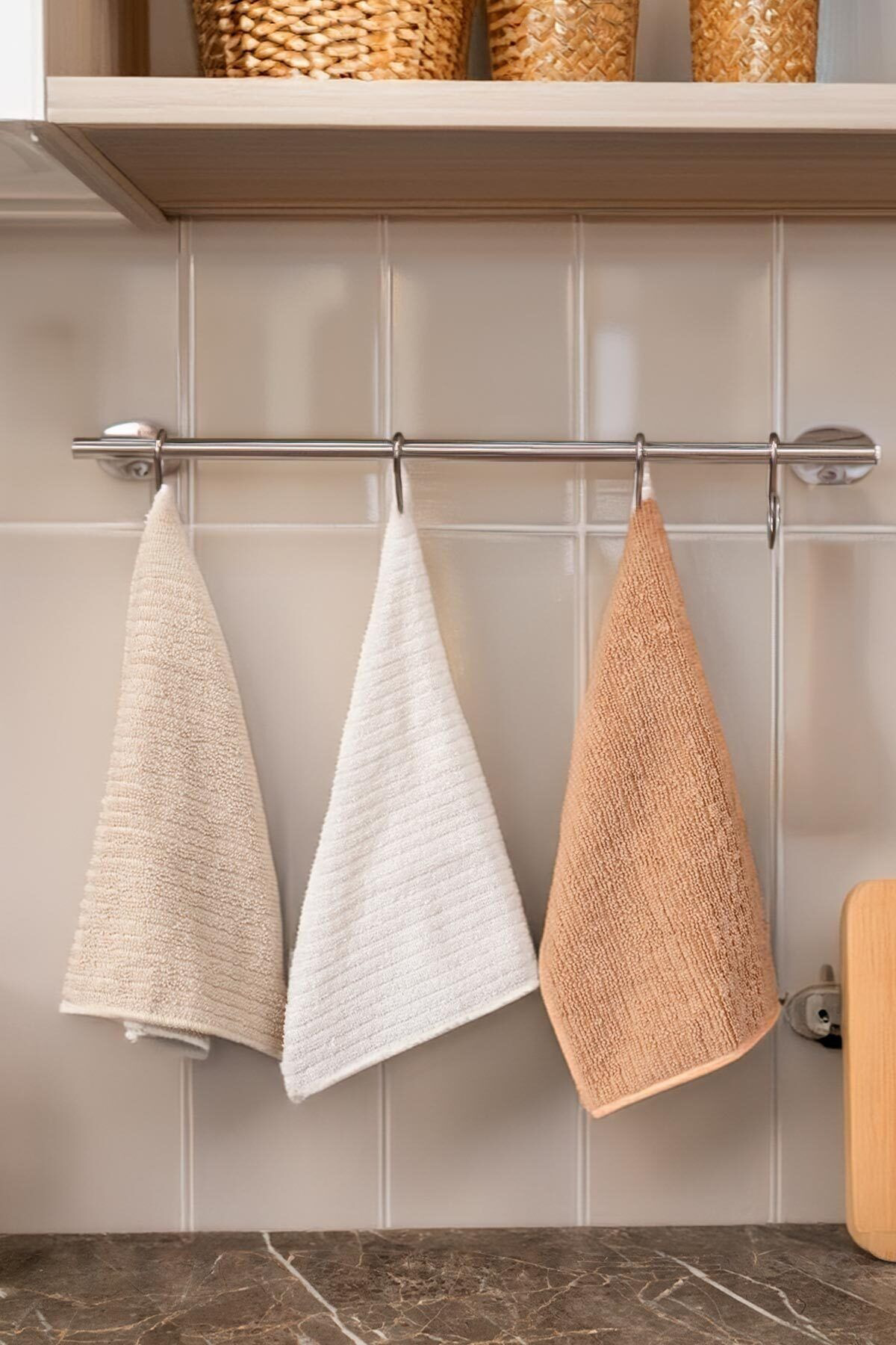 Pazar Kapısı Mikrofiber 3 Lü Temizlik Bezi 30X30 Cm Balkabağı, Krem, Bej