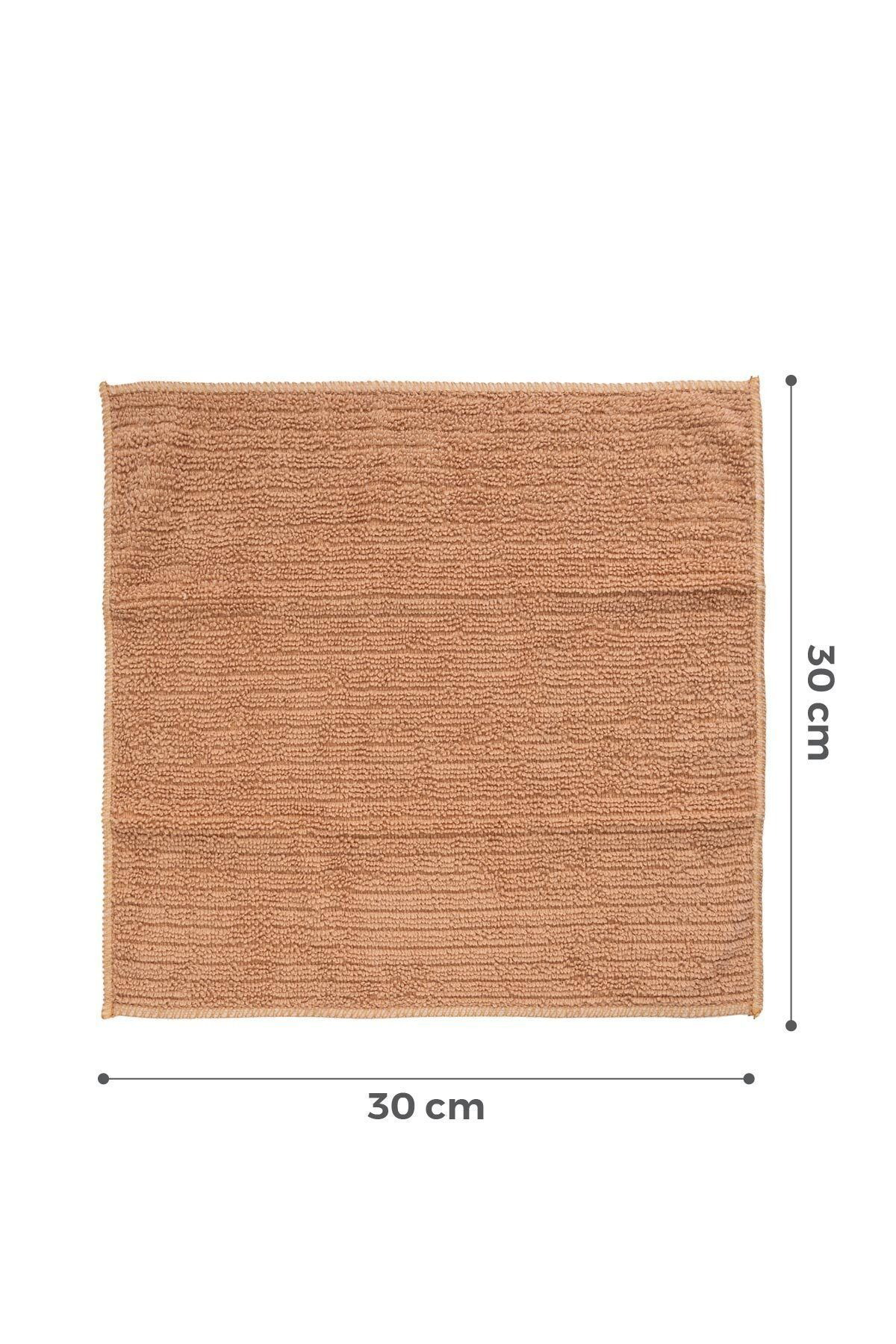 Pazar Kapısı Mikrofiber 3 Lü Temizlik Bezi 30X30 Cm Balkabağı, Krem, Bej